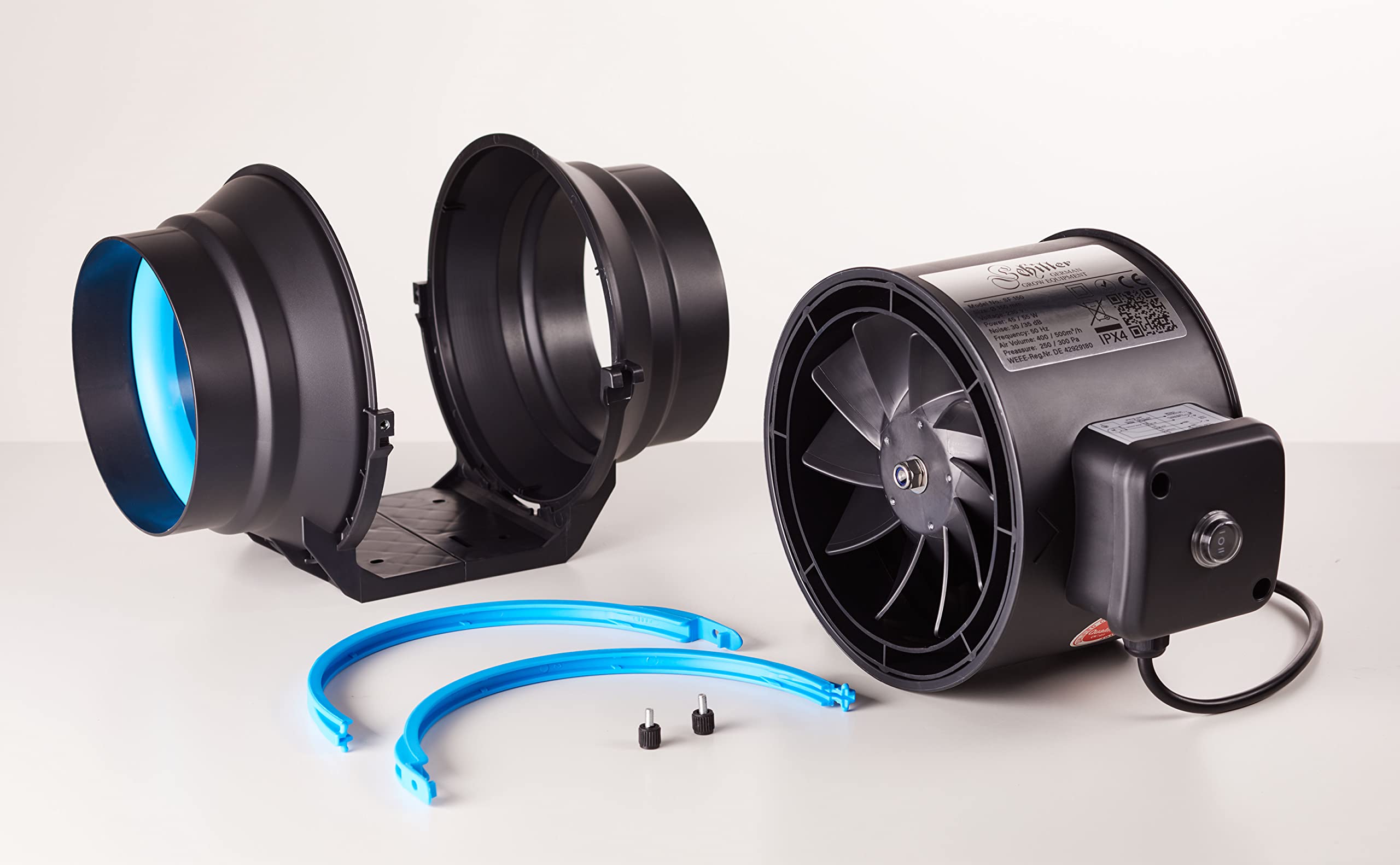 Schiller SF100 Silent 150/200 m³/h – Rohrventilator - 2 Geschwindigkeitsstufen