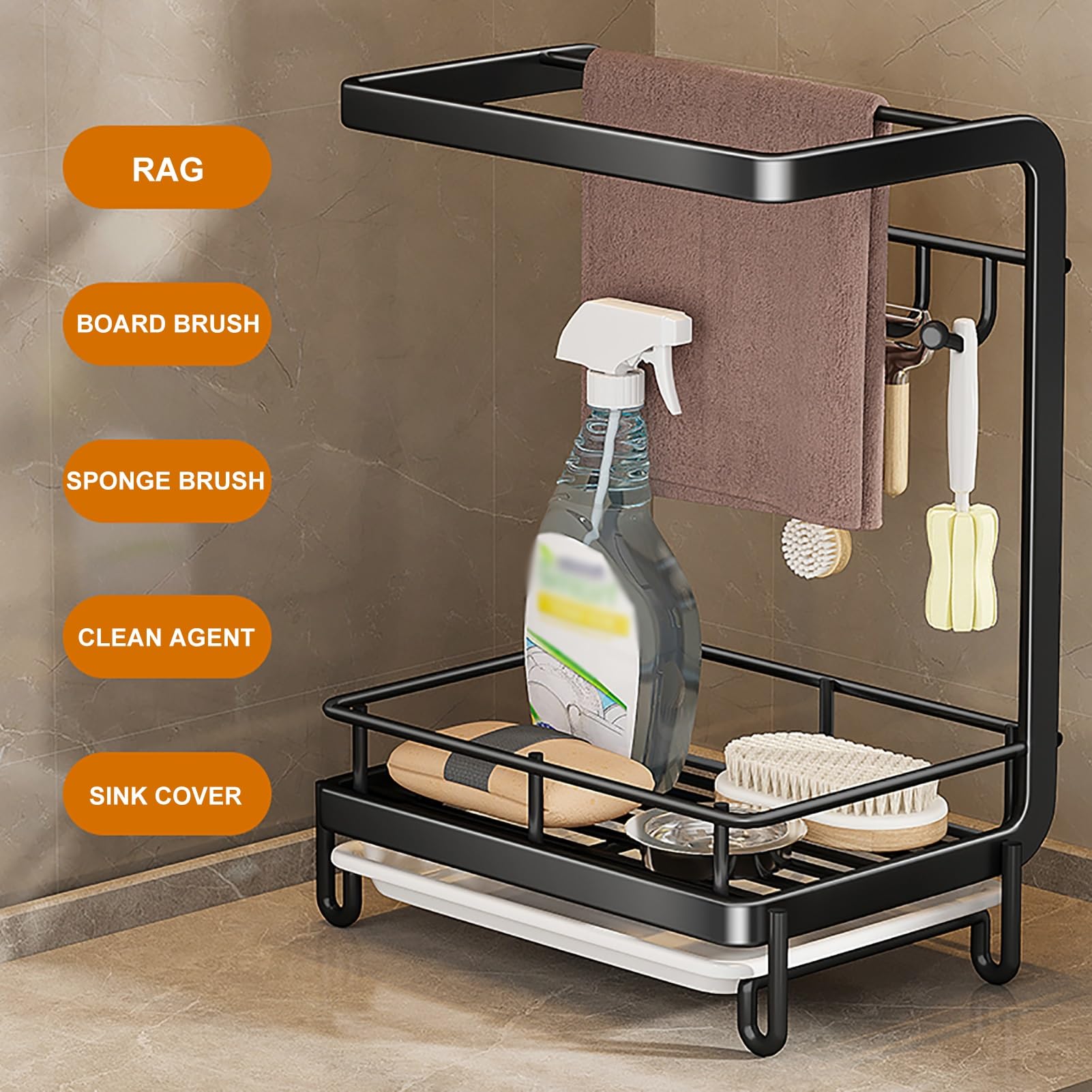 Organizador De Especias, Rejilla para Secar Platos Rejilla para Horno De Microondas, con Bandeja De Escurridor, Portavasos Y Portautensilios, para Baño, Dormitorio, Cocina