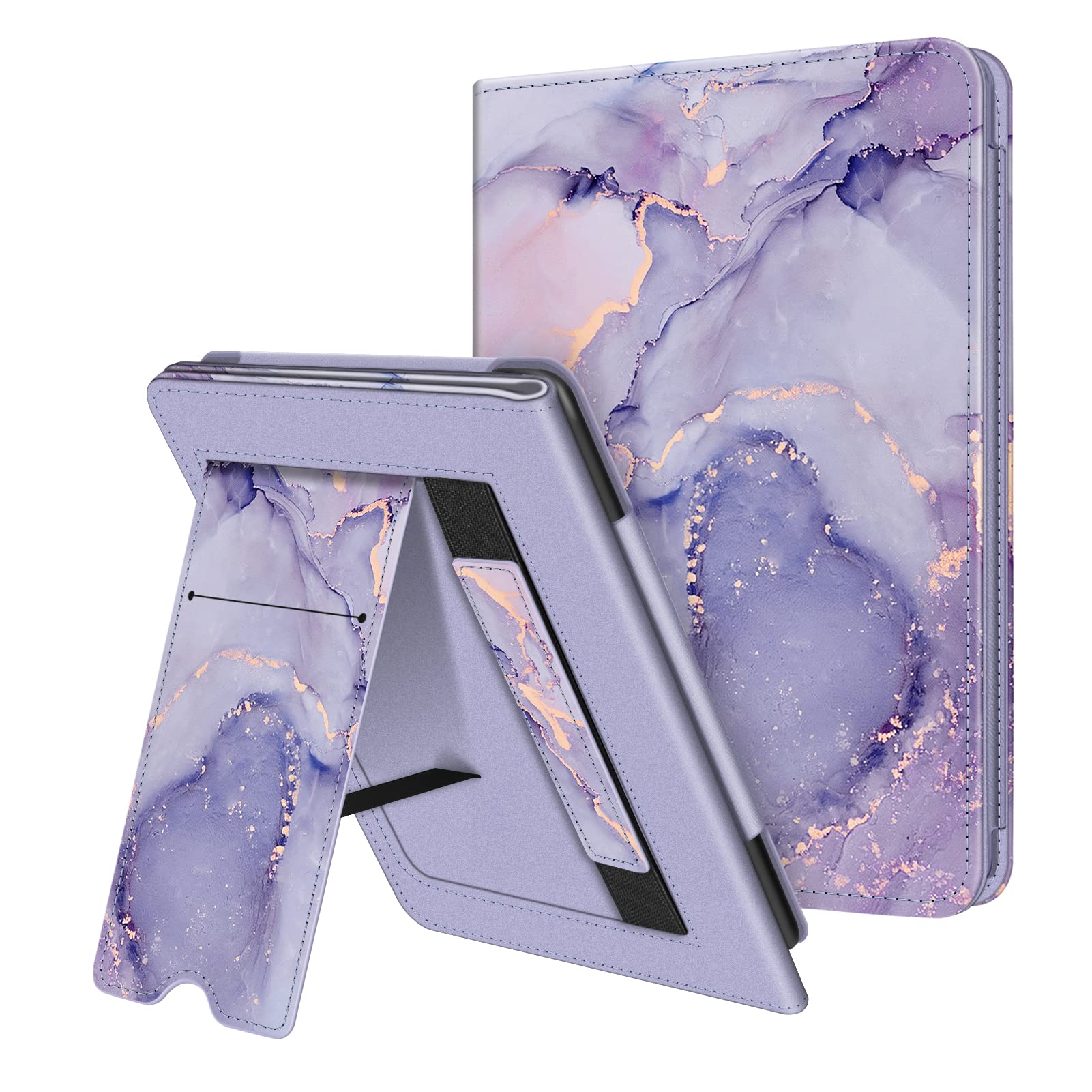 Fintie Stand Case for 6" Kindle Paperwhite (Fits 10th Generation 2018 and All Paperwhite Generations Prior to 2018) - Premium PU Leather Sleeve Cover with Card Slot and Hand Strap, Lilac Marble-image-38