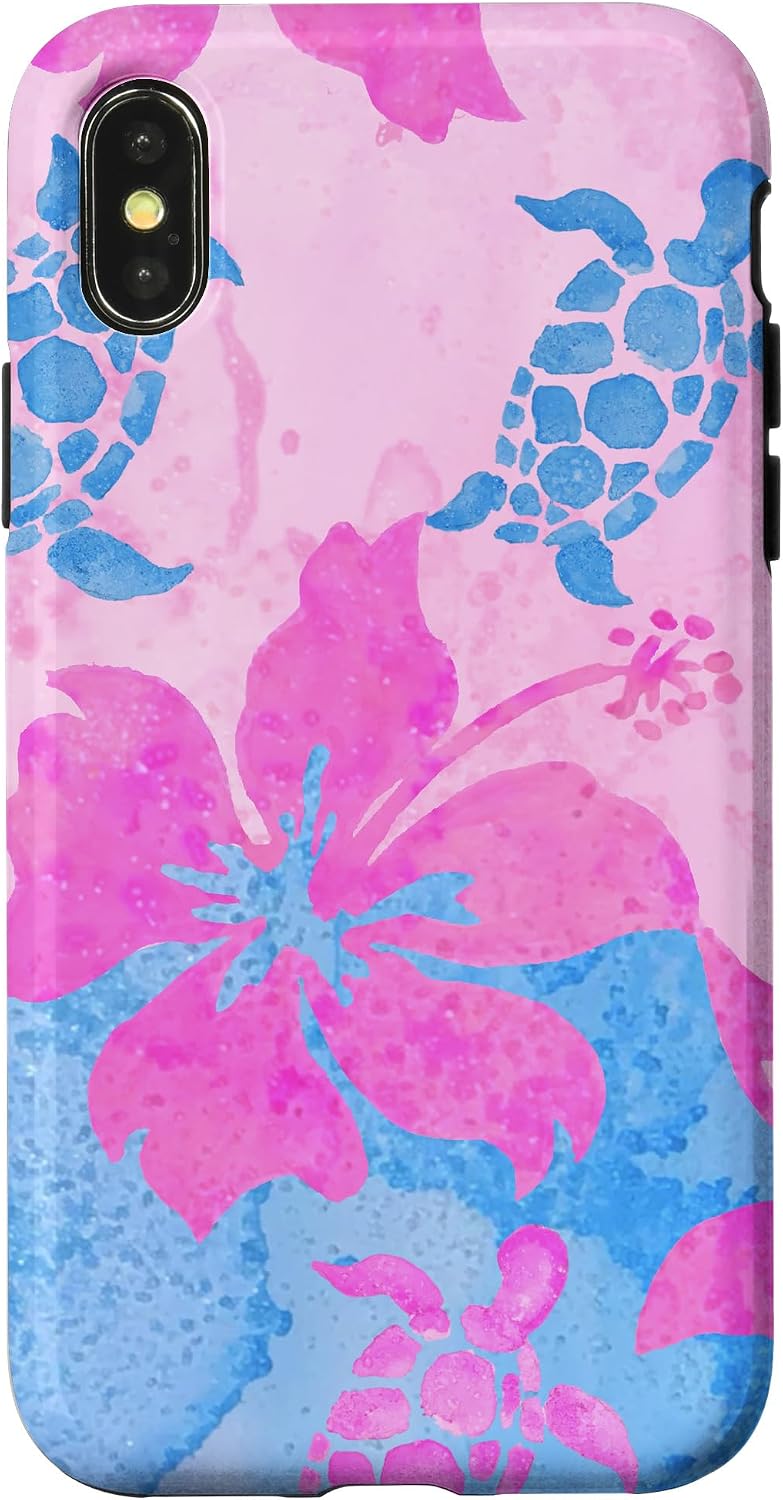 Coconut Girl Hawaiian Print Sea Turtle Preppy Hibiscus Case for iPhone 13