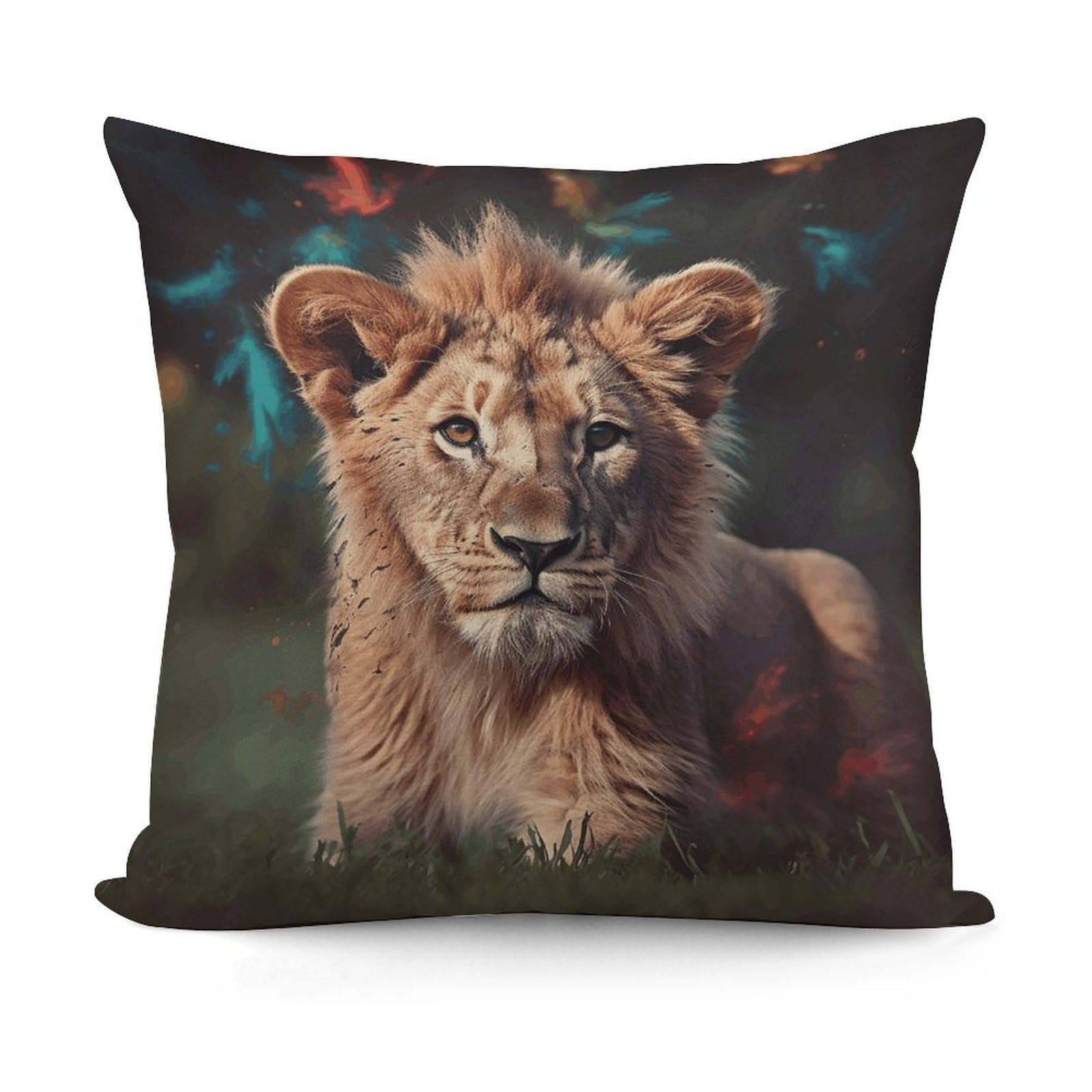 VstaDank Art Lion Throw Pillow Covers 18x18 Inch Soft Couch Home Decor Cushion Cover Comfortable Plush Square Cushion Case Farmhouse Decorative Pillowcase for Living Couch