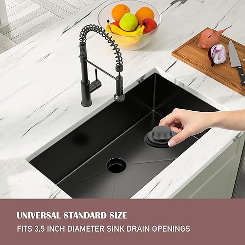 Miniatura 2 de Dcolora - Brida de eliminación de basura  Brida de fregadero de cocina negro mate para eliminación de basura, orificio de drenaje de fregadero de 3