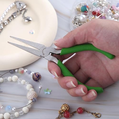 Miniatura 5 de SPEEDWOX Alicates de punta plana de 5 pulgadas, mini alicates de pico de pato, alicates de nariz fina, alicates de precisión para hacer joyas,