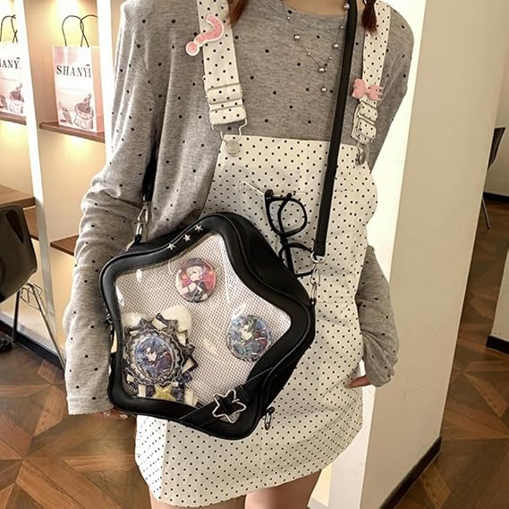 Ita Bag Pin Display Backpack with Insert Star Ita Crossbody Bag Ita Single Shoulder Bag (Black)