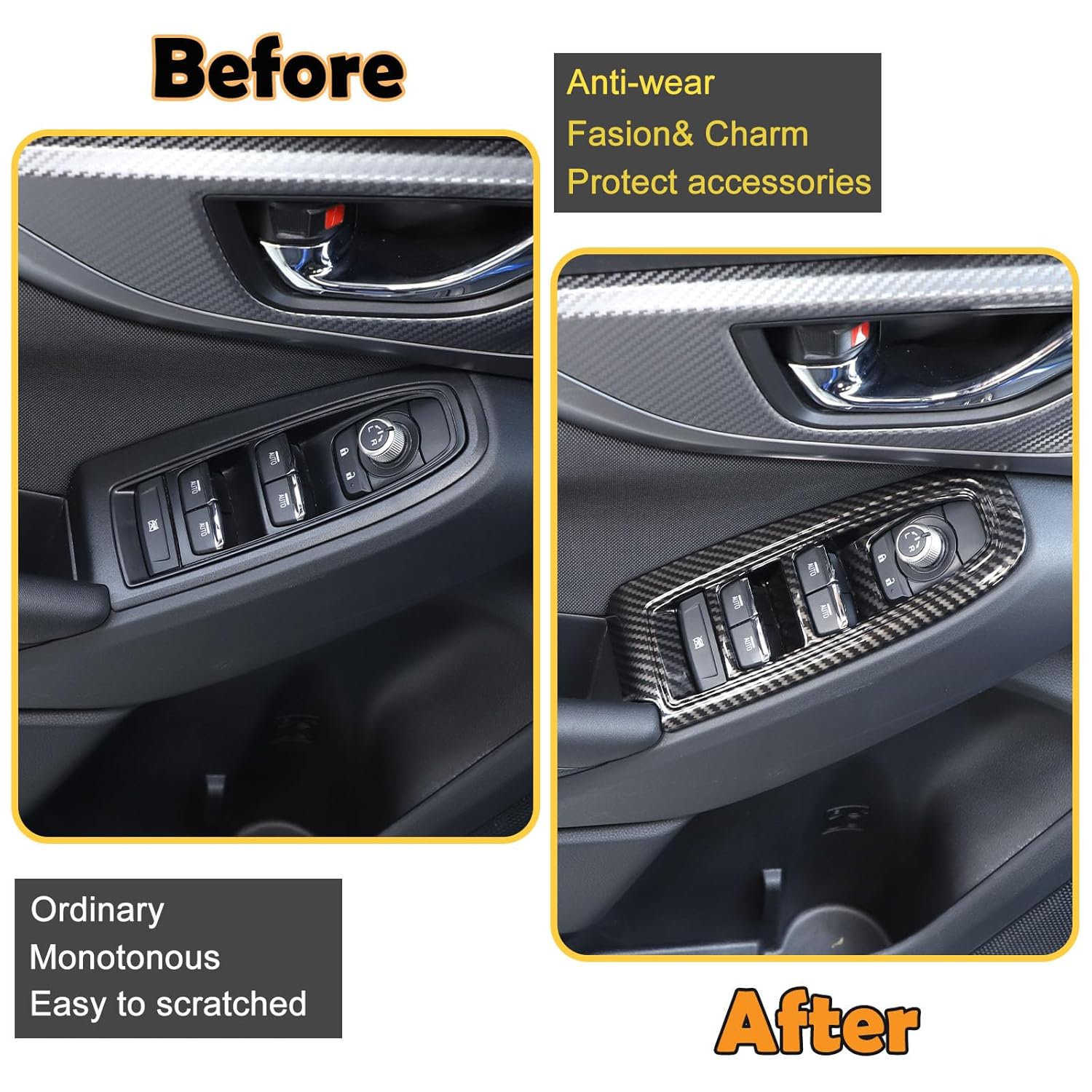 Window Lift Switch Cover Compatible with Subaru WRX 2022 2023,Car Door Window Glass Lift Button Panel Decoration Trim Cover Accessories (Carbon Fiber Pattern)