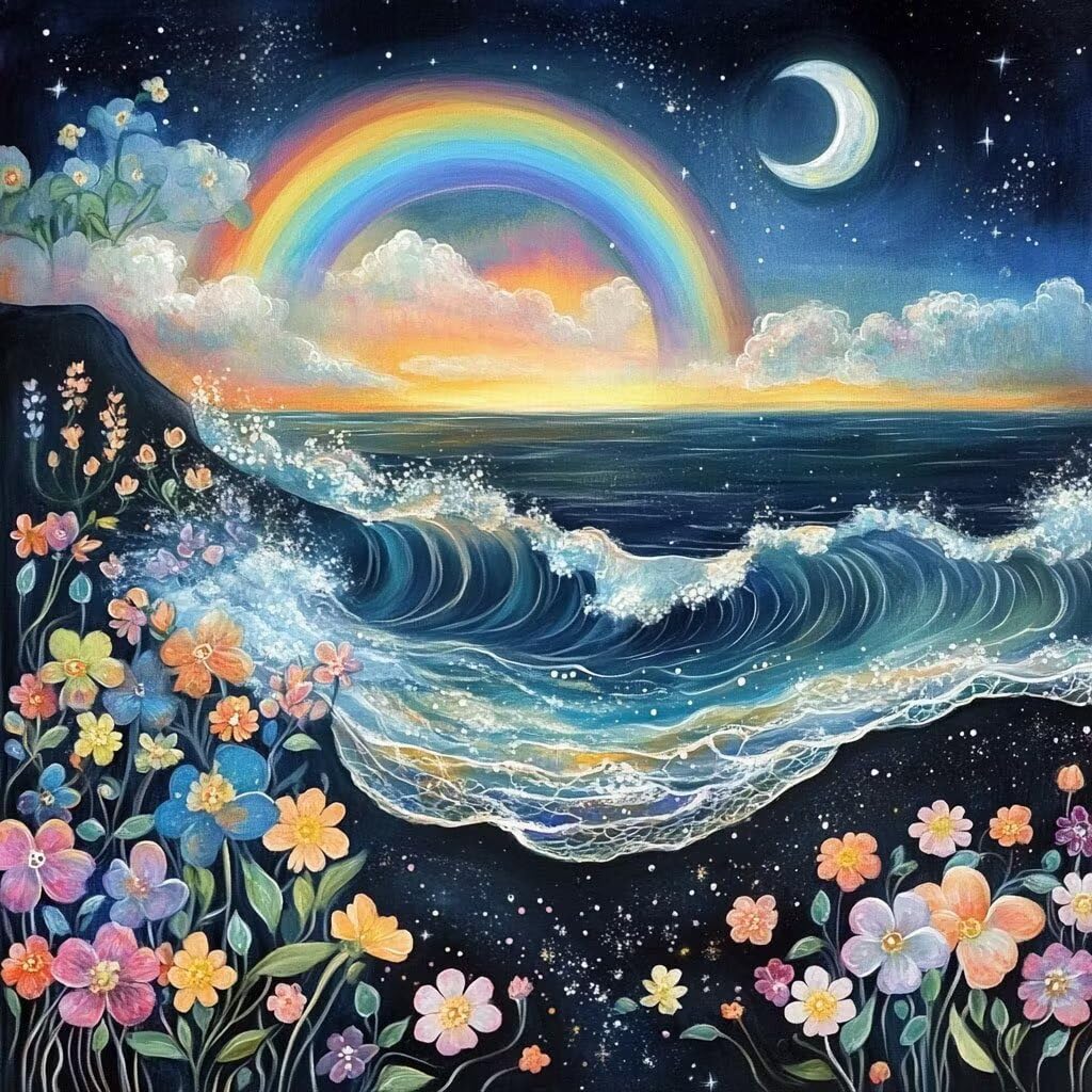il mare Dipingere Con I Numeri Adulti, Kit Lavoretti Creativi Per Bambini, fiore Fai Da Te Paint By Numbers creart Kits, Con Tela, Colori Acrilici, Pennelli, Regalo Donna, Senza Cornice 80x80cm 3-228