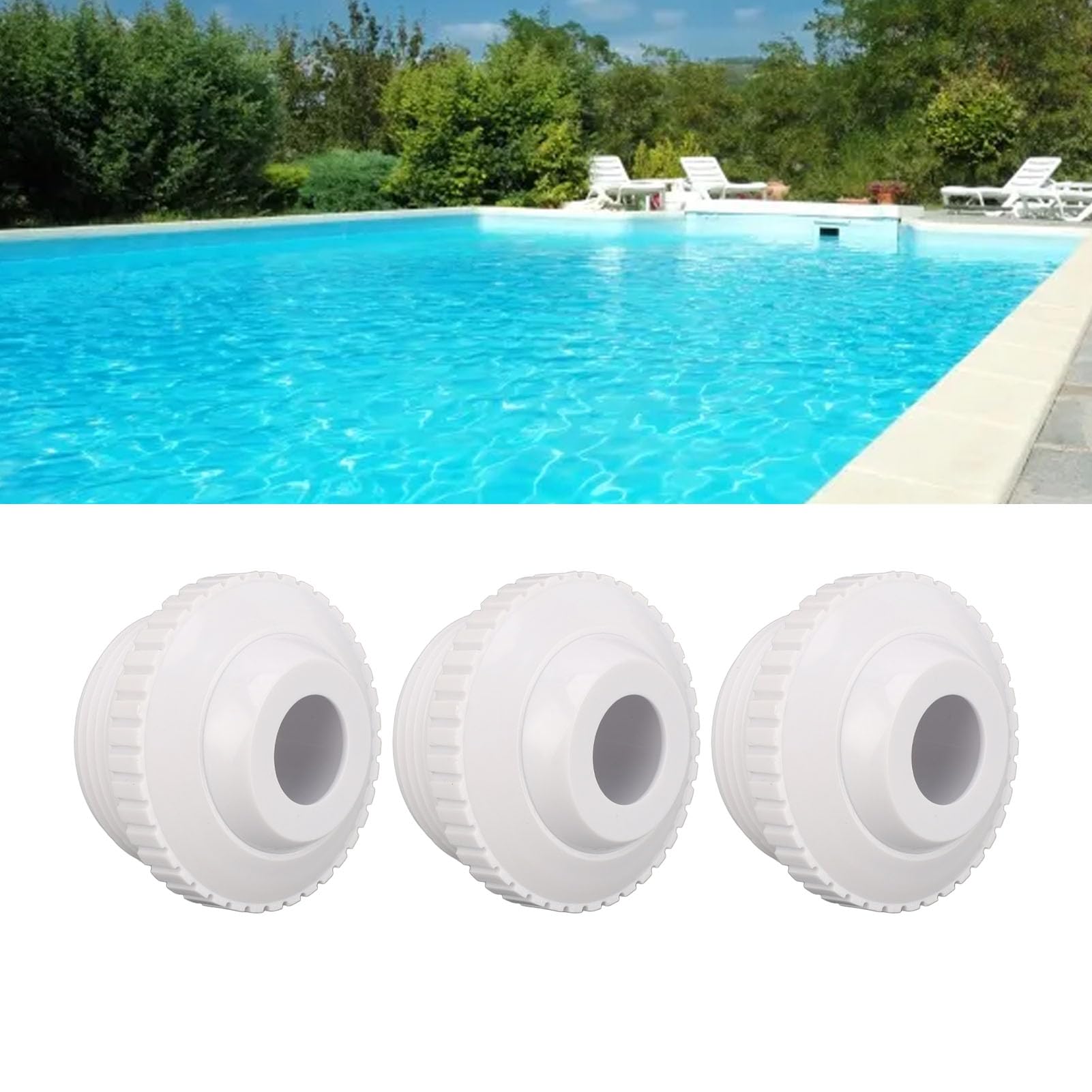 Juego de 3 Boquillas de Chorro para Piscina, Accesorio de Entrada de Flujo Direccional de Plástico, Rosca Macho de 1,85 Pulgadas, Globo Ocular Giratorio, Chorro de Retorno Hydrostream para SP1419D