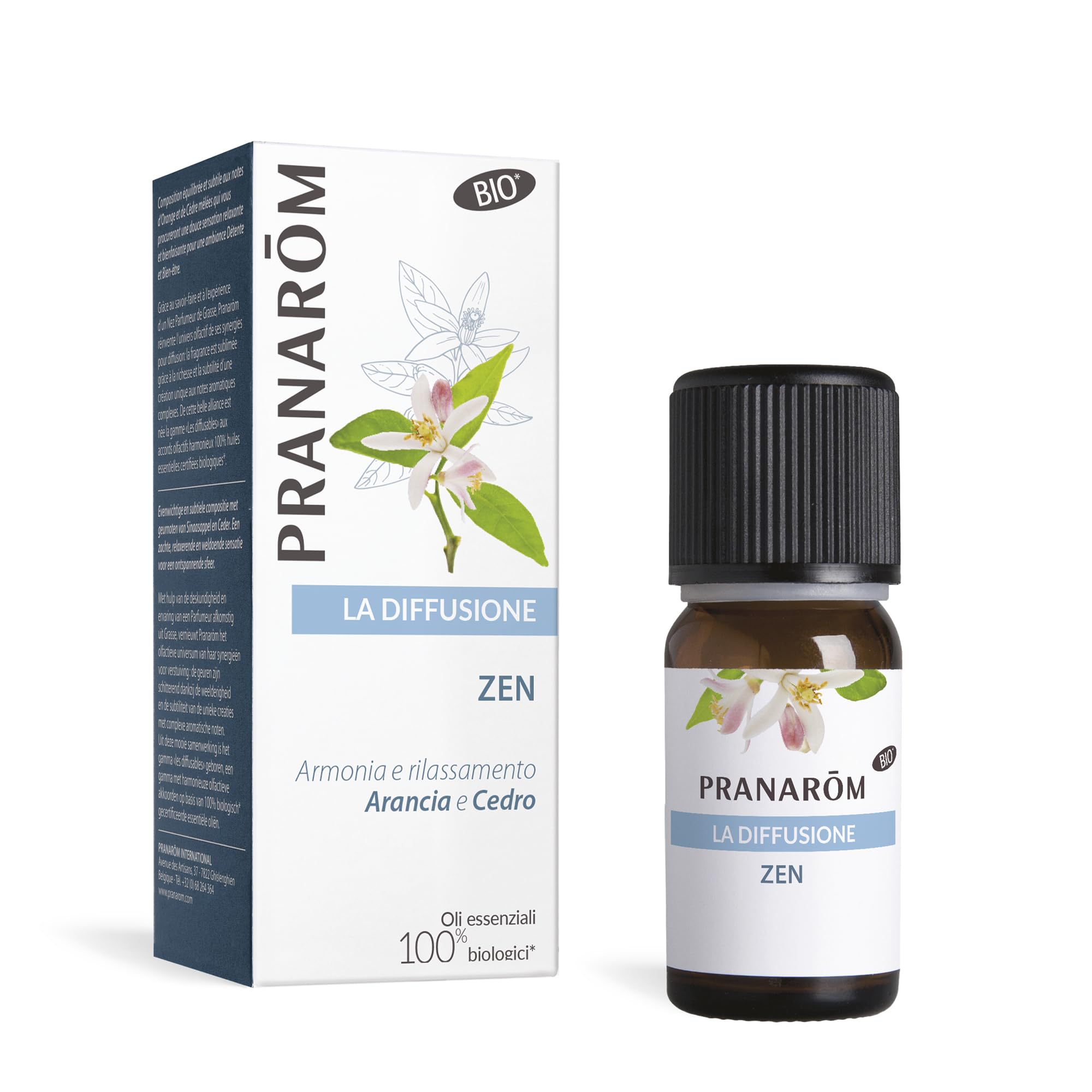 PRANAROM - Zen - Difusión - Aceites Esenciales 100% Puros, Naturales y Bio - Mezcla Que Favorece la Relajación y la Tranquilidad - Cítricos Calmantes y Cedro Mistico - Difusión Atmosférica - 30ml