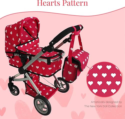 Miniatura 9 de Cochecito de bebé convertible combinado para niñas de 3 años en adelante  Cochecito de bebé de juguete para muñecas, cochecito plegable ajustable