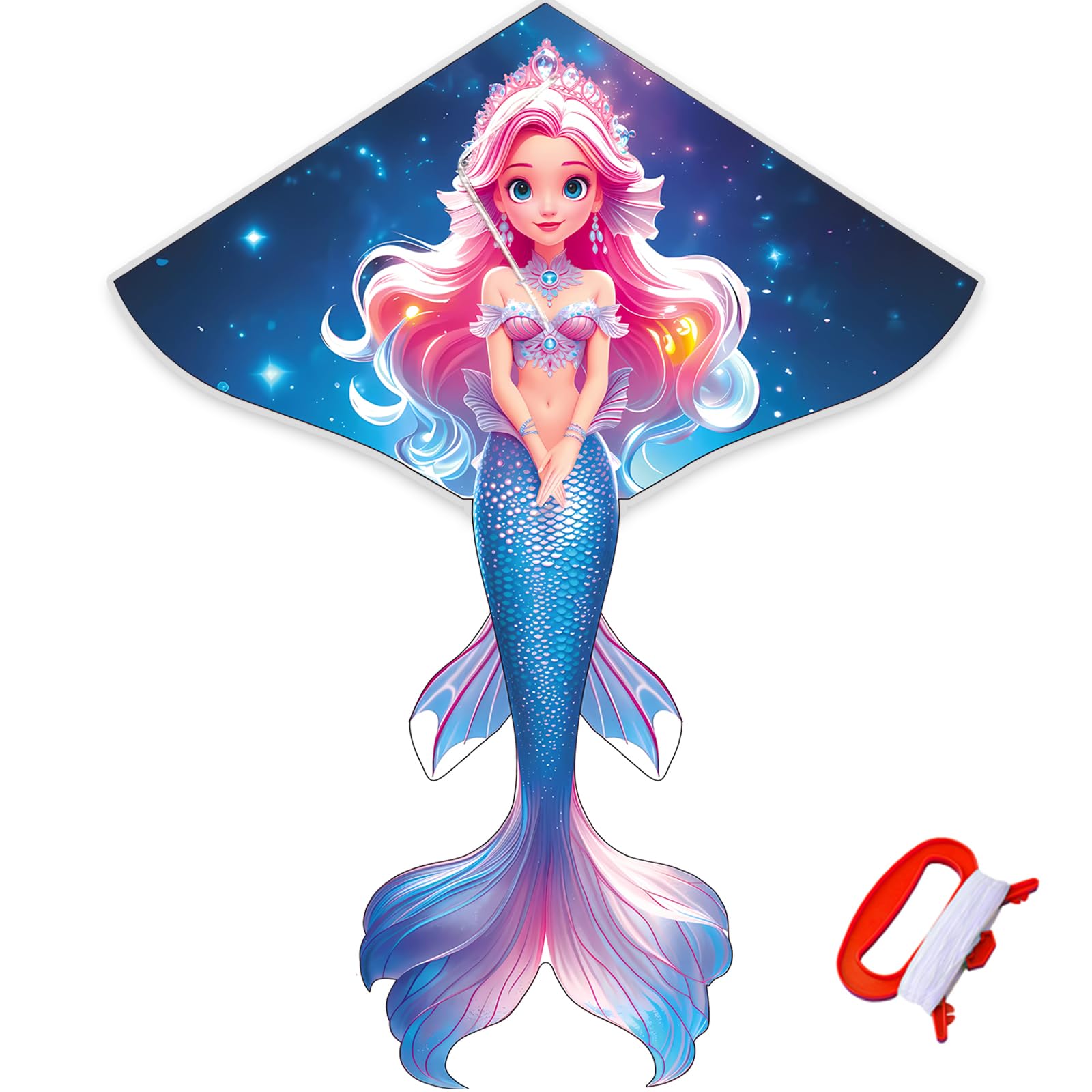 Touch the sky Mermaid Kite for Adults, Easy to Fly, Exquisite Fabrics and Unique Structure Design, Excellent Outdoor Games and Activity Toys, Suitable for Beginners.