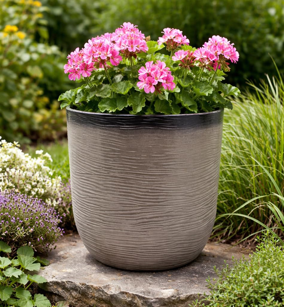 Gardening Naturally Cactus Recycled Ceramic-Effect Planter – Frost-Proof and UV Resistant, 34.9cm x 35cm By Flowersea (Light Grey)