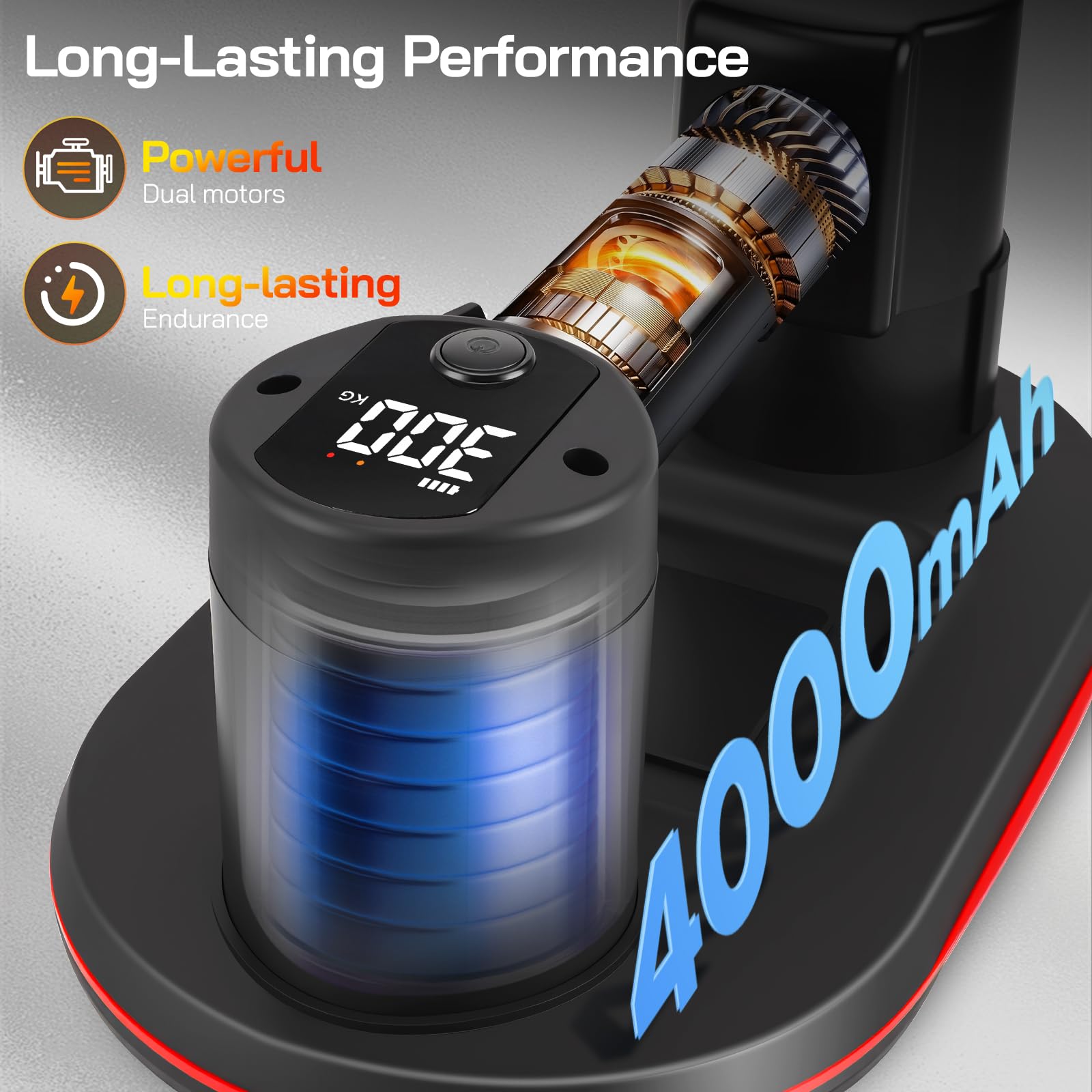 Ventose per Piastrelle, Ventosa a Batteria, Ventose per Piastrelle, Vetro, Marmo con Display LCD, 2 Motori da 4500 mAh, 300kg Potenza di Aspirazione, Maglione Sudorato per Superfici Ruvide (Blu)