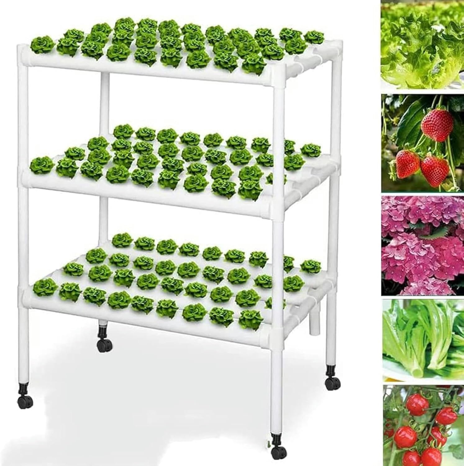 Hydroponic Grow Kit, Hydroponics Growing System 3 Layers, 108 Plant Sites Food-Grade PVC-U Pipes Hydroponic Planting Equipment, with Water Pump, Gift for Gardening Lover