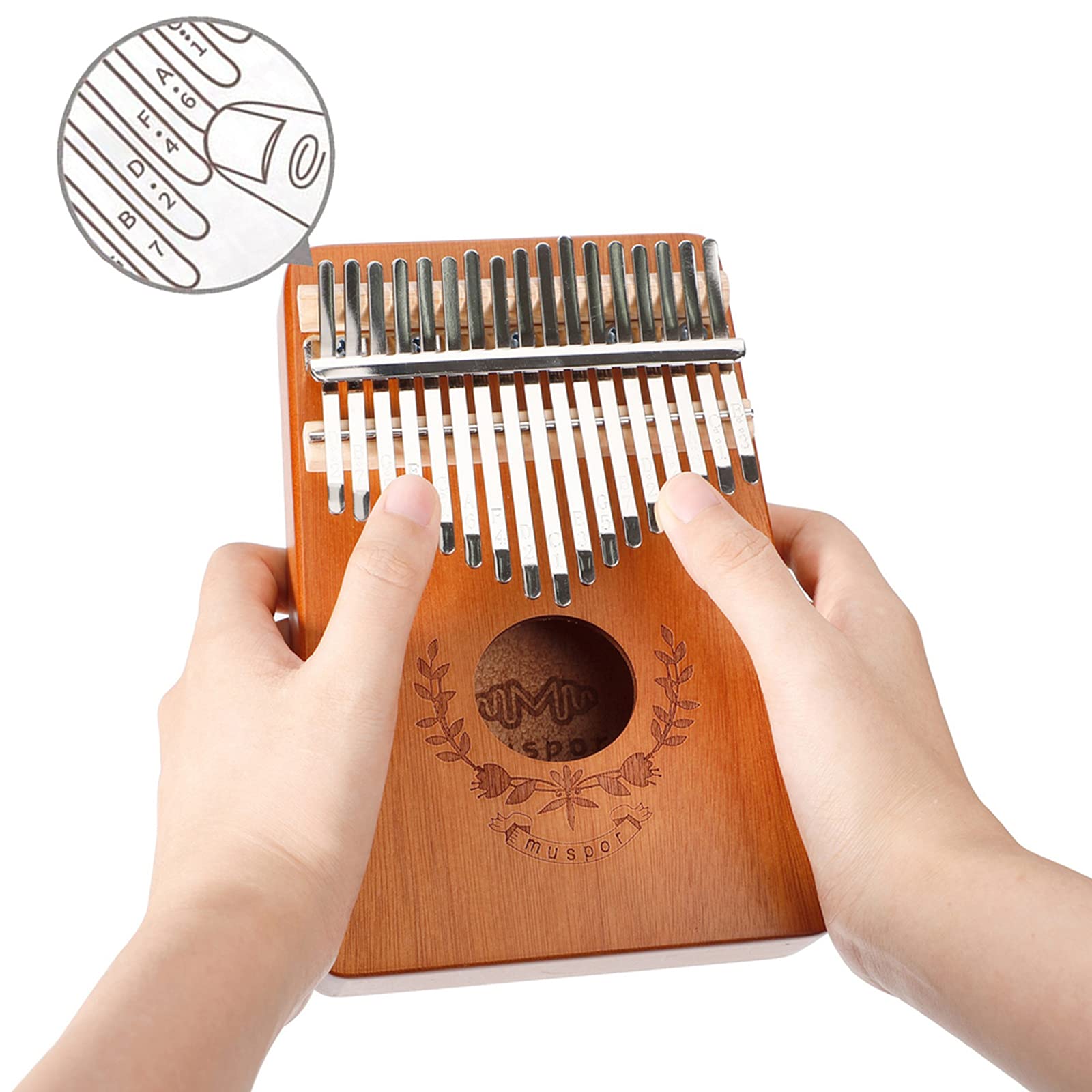 Kalimba 17 Clés, Pouce Piano Haute Qualité Doigt Instrument, Tuning Hammer Marimba Cadeau Musical pour Débutants Enfants Adultes