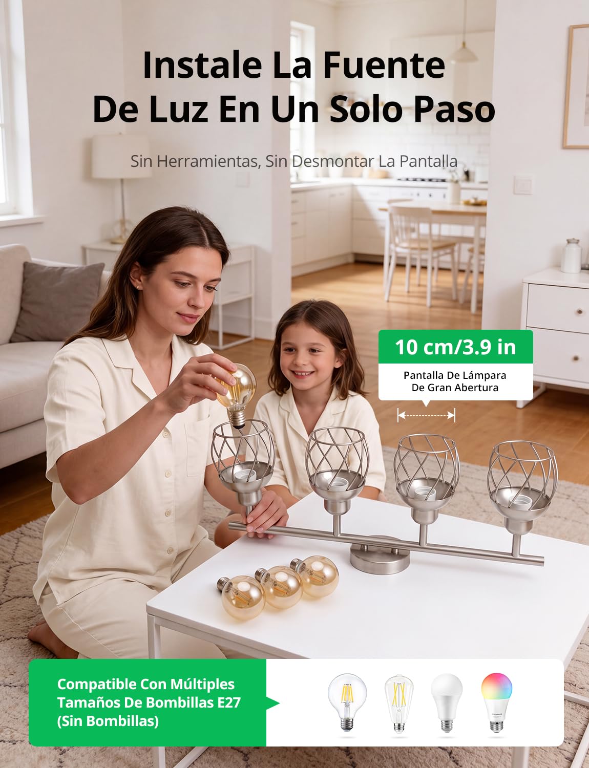 Bojim Lamparas Colgantes Salon de Techo Jaula 4 Luces Candeeiro Suspenso Dormitorio, Lampara Colgante Metal Focos Estilo Industrial Níquel para Cocina Pasillo (Sin Bombilla)