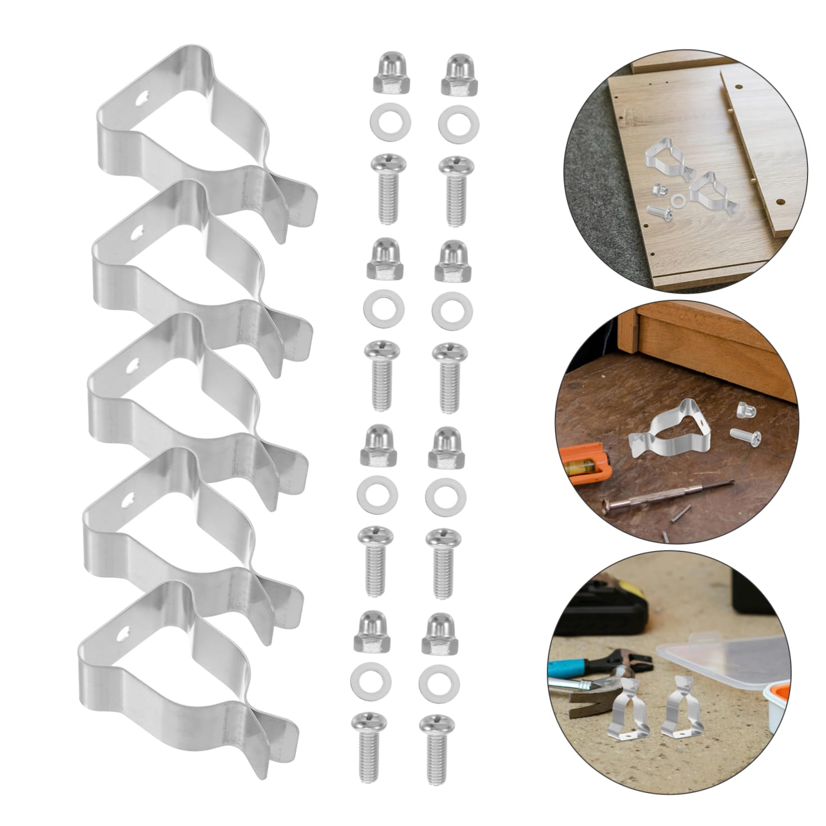 Befestigungsset aus 10 Stück für Lichtschachtabdeckungen Edelstahl | Federclips für Kellerbrunnenabdeckungen, Silber, für Wohn und Gewerbebauten
