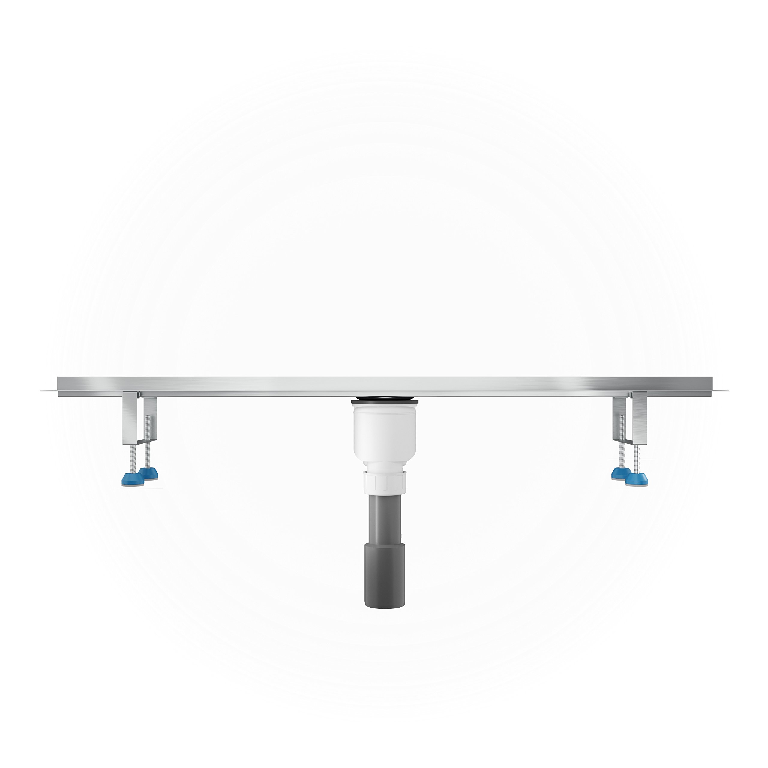 Grundkörper-SET für Duschrinne 80 cm AQUABAD® SDS Pro aus Edelstahl inkl. Haarsieb/Ablauf senkrecht (Ohne Abdeckung - separat erhältlich)
