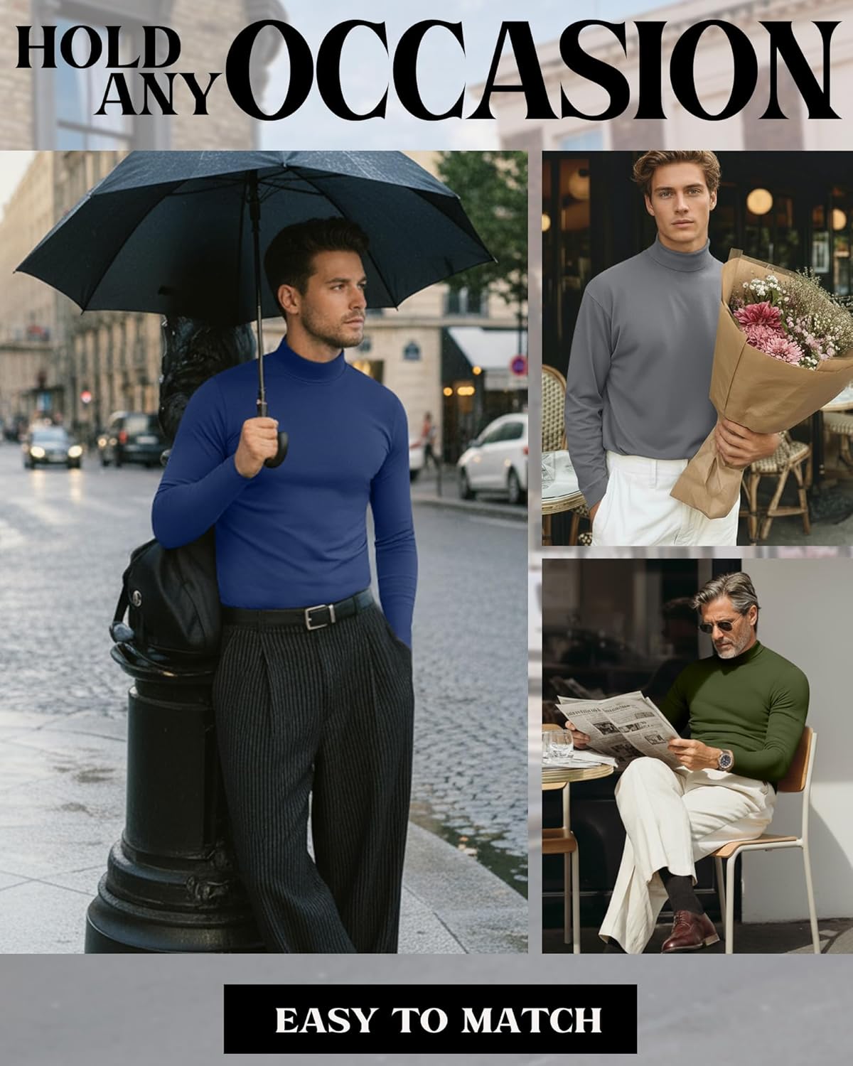 7 Pack Mens Big and Tall Mock Neck Shirts Long Sleeve Turtleneck Plus Size Undershirt Multipack Top - Image 4