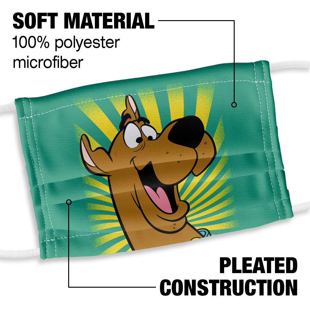 Scooby-Doo Kids Burst 1-Ply Reusable Face Mask Covering with Adjustable Nose Wire