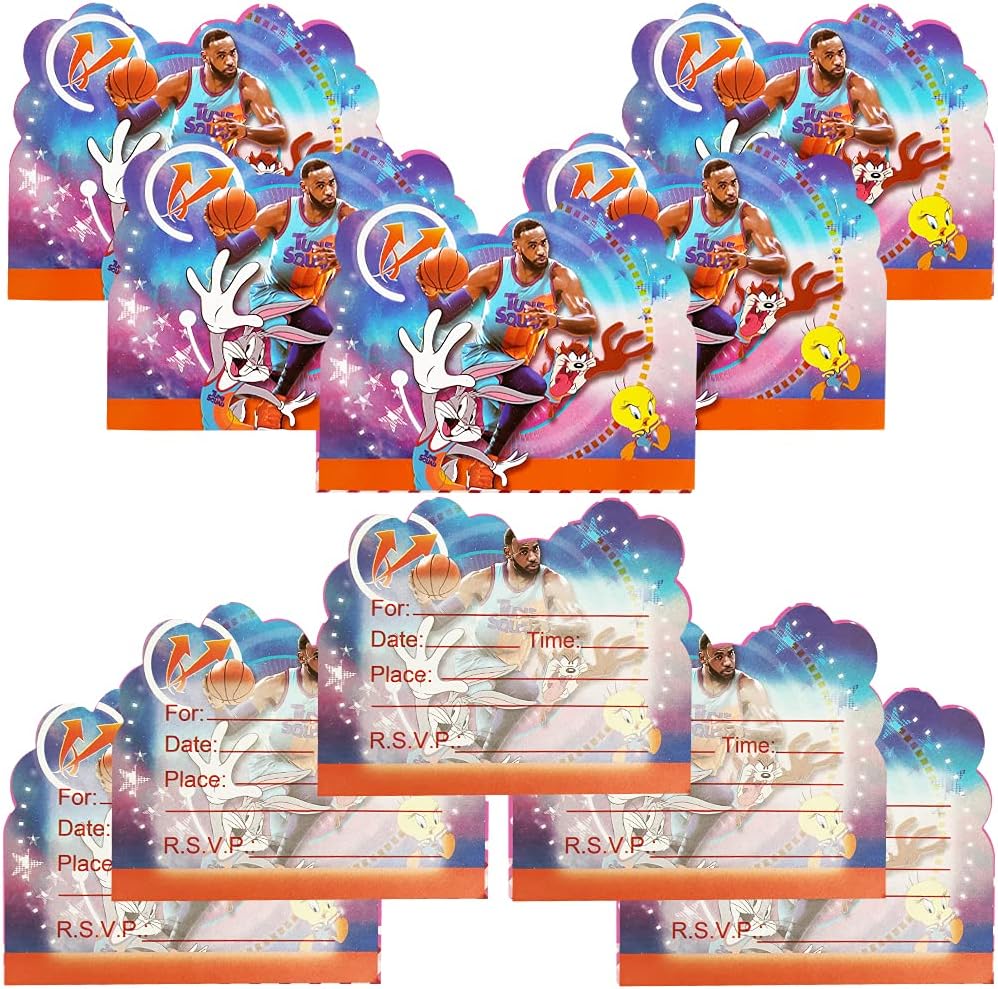 30 Pcs Space Jam Birthday Invitation Cards,Space Jam Birthday Party Invitation Cards for Kids Space Jam Birthday Party Supplies