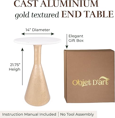 Miniatura 45 de OBJET D'ART ABEL, 21 pulgadas de altura, con acento metálico vintage, laterales, pedestal, coctail y bebidas para sala de estar y espacios pequeños