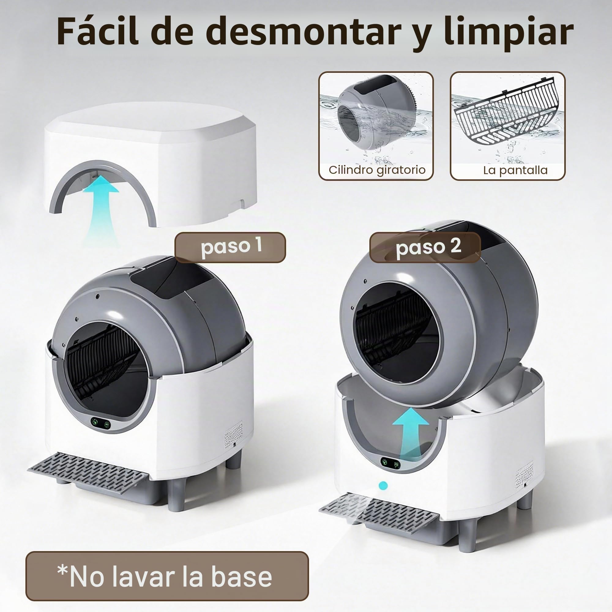 Arenero Gatos Autolimpiable, Caixa de Areia para Gatos Automatico, Estante Superior para Almacenamiento, Protección de Seguridad, App Control, Capacidad Grande de 80 litros, para Gatos Grandes