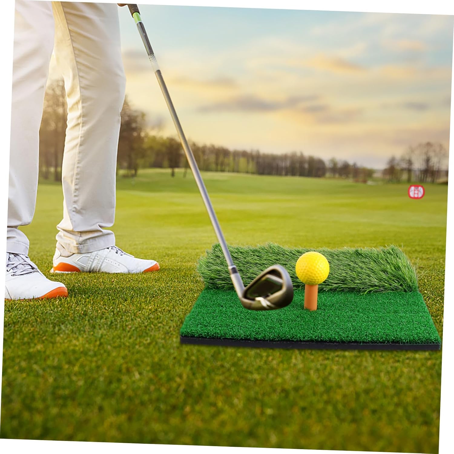 Portable Golf Practice Set with Red Nylon Training Net and Mats | Foldable Frame, Indoor and Outdoor Use, Stable Setup, Short-range Accuracy