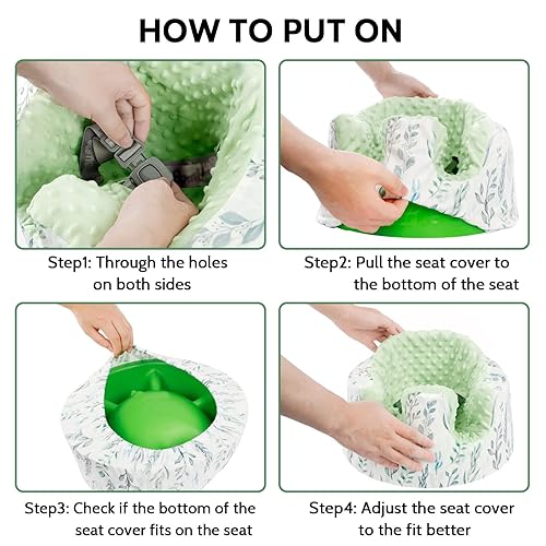 Miniatura 6 de DILIMI Minky - Funda de asiento extraíble, ultra suave, cómoda, cálida, para bebé niña y niño, hoja verde