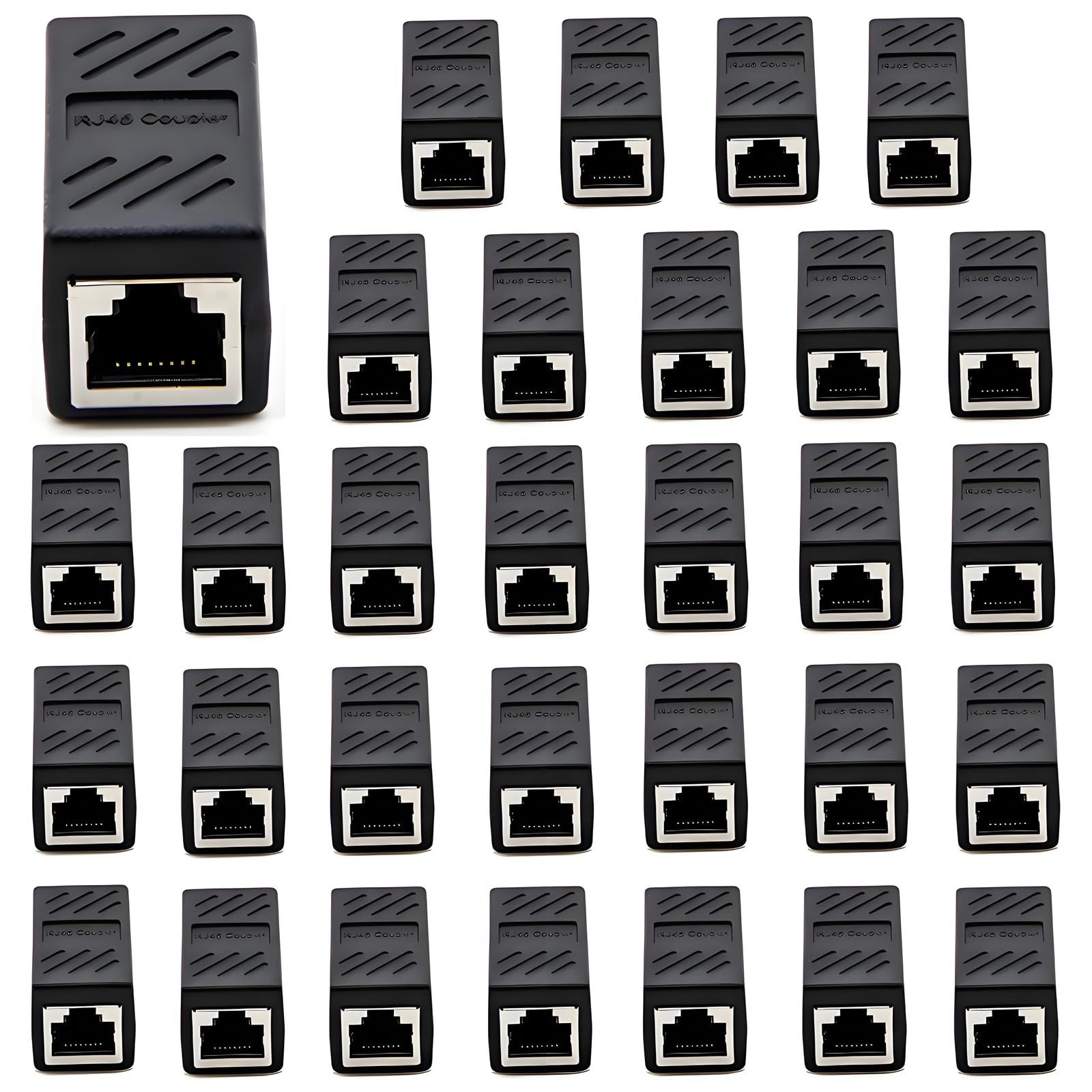 Accoppiatori RJ45 Cat5, (confezione da 30 pezzi) in linea accoppiatore Cat5 Cat5e Cat6 Cat7 cavo Ethernet 8P8C Extender adattatore femmina a femmina, nero