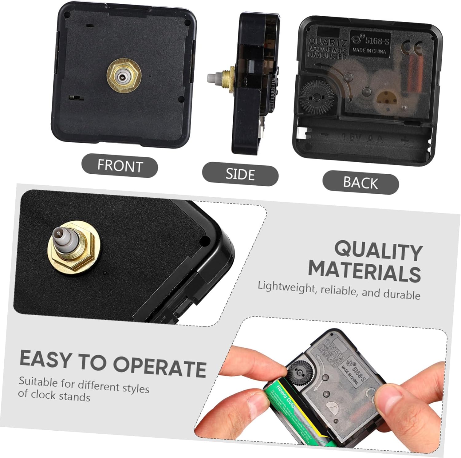 Clock Mechanism Replacement, Quartz Clock Movement Mechanism Replacement Battery Operated DIY Repair Parts Replacement (A(Thread Length 5/32inch))