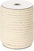 HOMEBOBO 10mm Natural Cotton Macrame Cord 33 Yards - 3-Strand Twisted Rope for Wall Hangings, Plant Hangers, Crafts & Wedding Decor