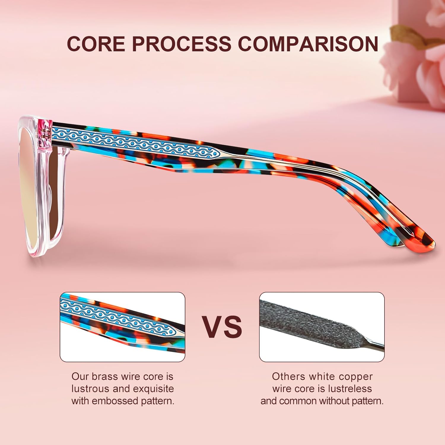 CARFIA Cat Eye Acetate Polarized Sunglasses for Women UV Protection, Retro Ladies Eyewears with Embossed Pattern Wire Core - Image 7