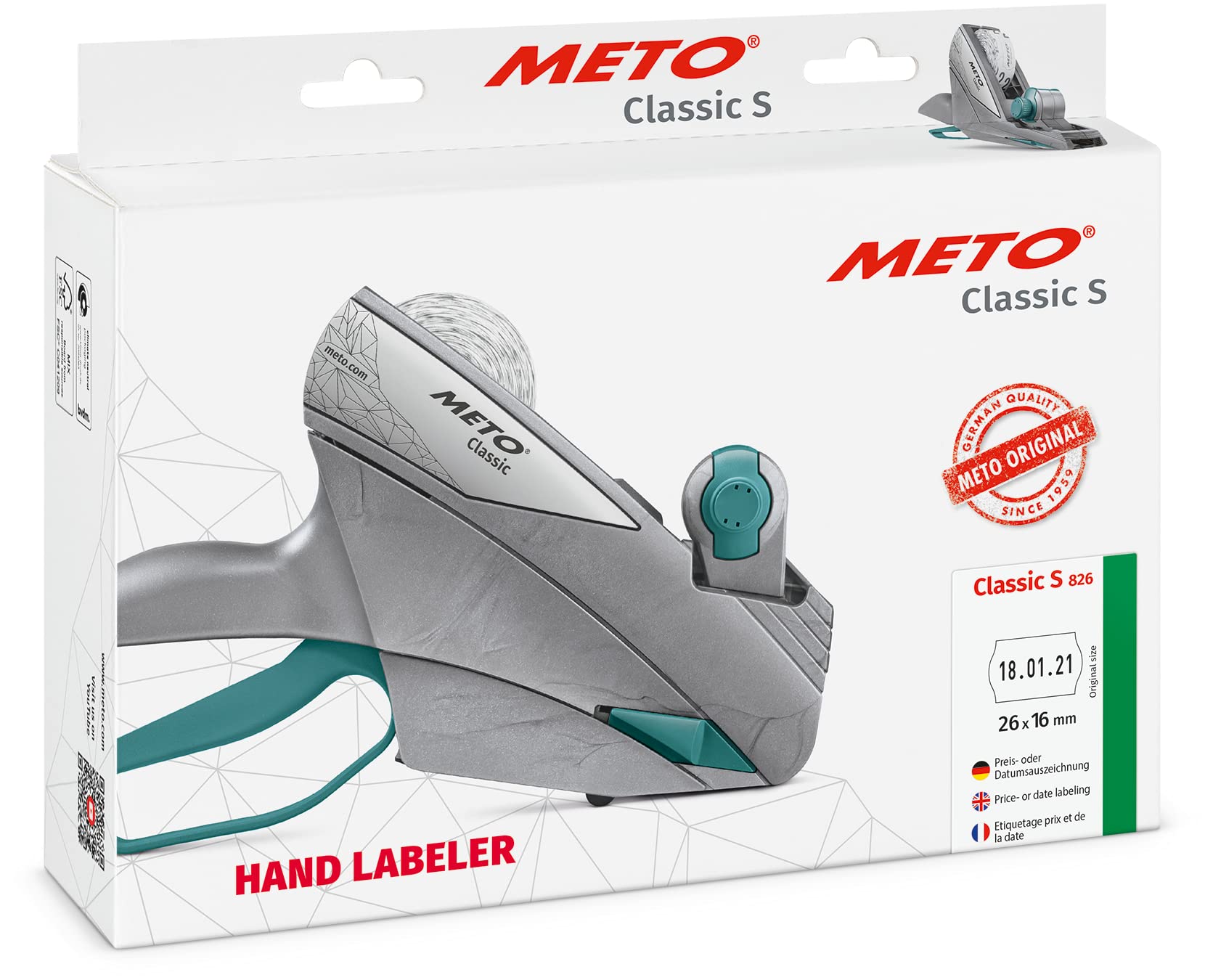 METO Classic S Handauszeichner, 1-zeilig, 8-stellig, 26 x 16 mm
