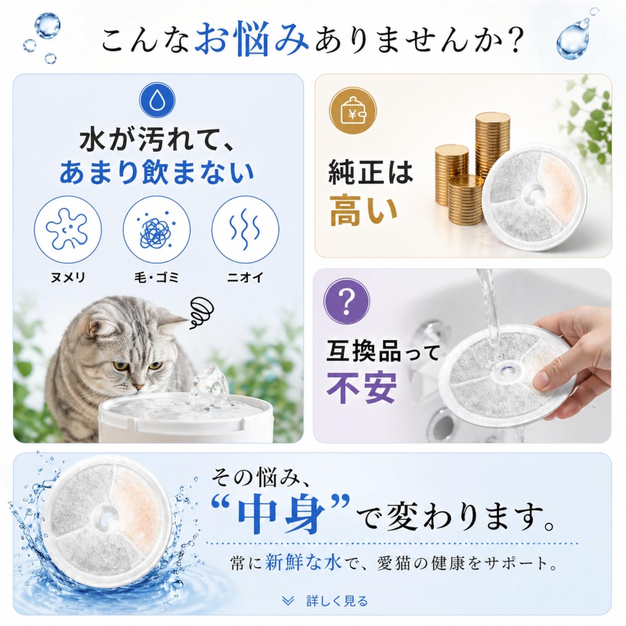 Amazon.co.jp: 猫水フィルター 互換 petkit フィルター ペットキット