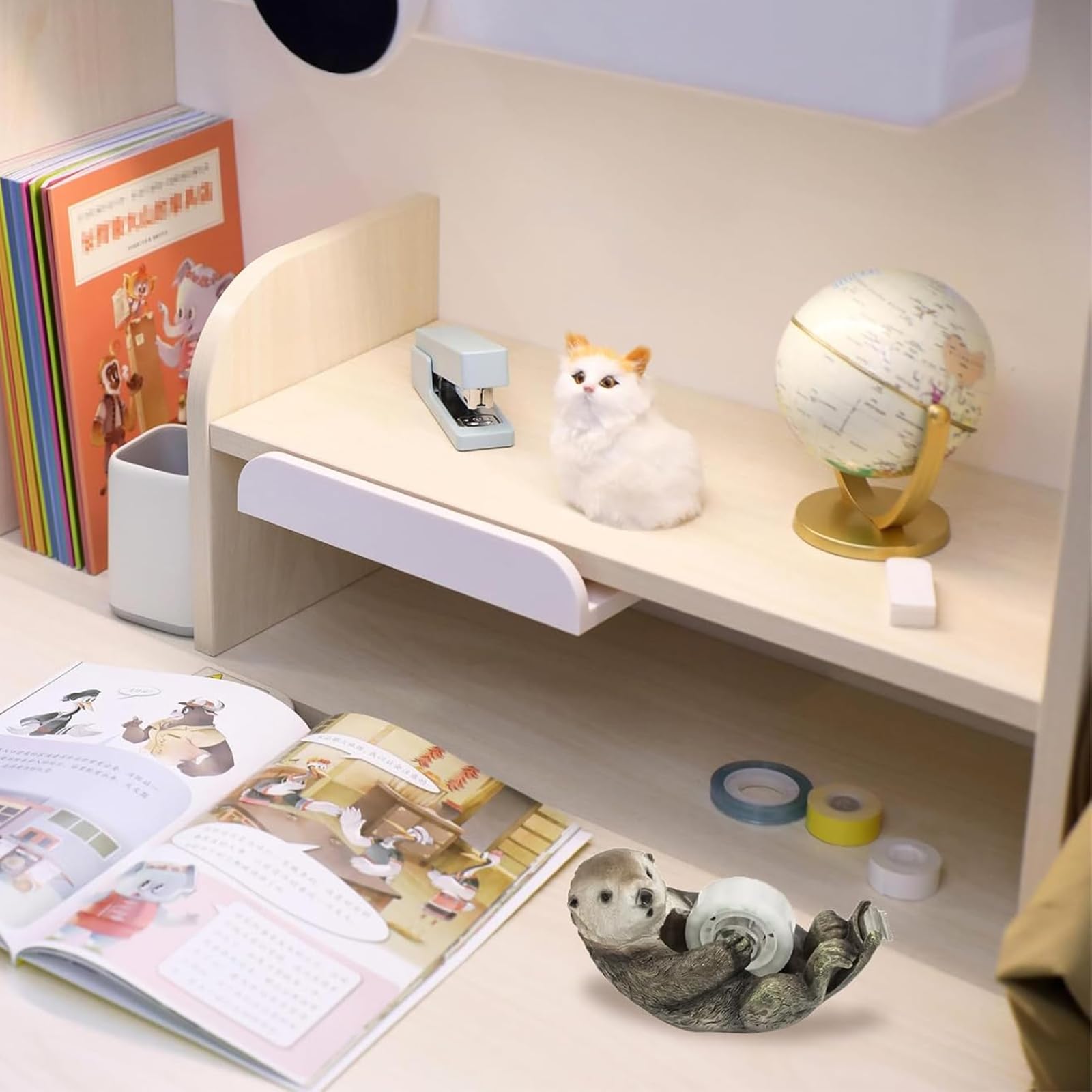 Dévidoir Ruban, Résine Devidoir Ruban Bureau, Mignon Dérouleur-Ruban Emballage, Contient 1 Rouleau de Ruban Adhésif, Dévidoir pour Enfants, Bureau, école ou Cadeau