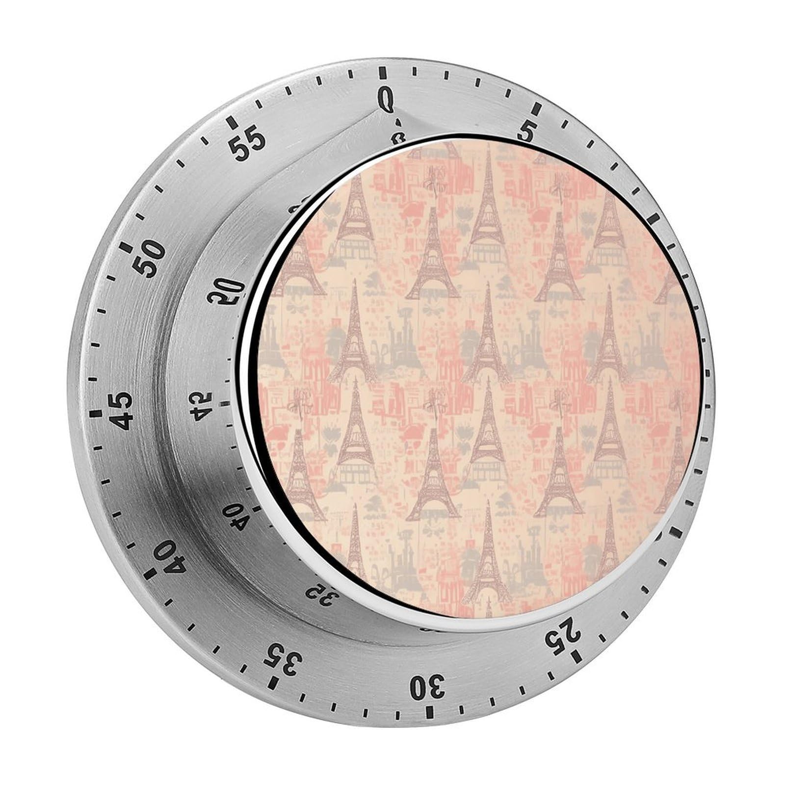 Adfgyerh Style Soft Colors Eiffel Tower Pattern France Timer For Cooking, Kitchen Timer Magnetic No Batteries Required, Mechanical Timer With Loud Alarm, For Fitness Baking Exercise Oven
