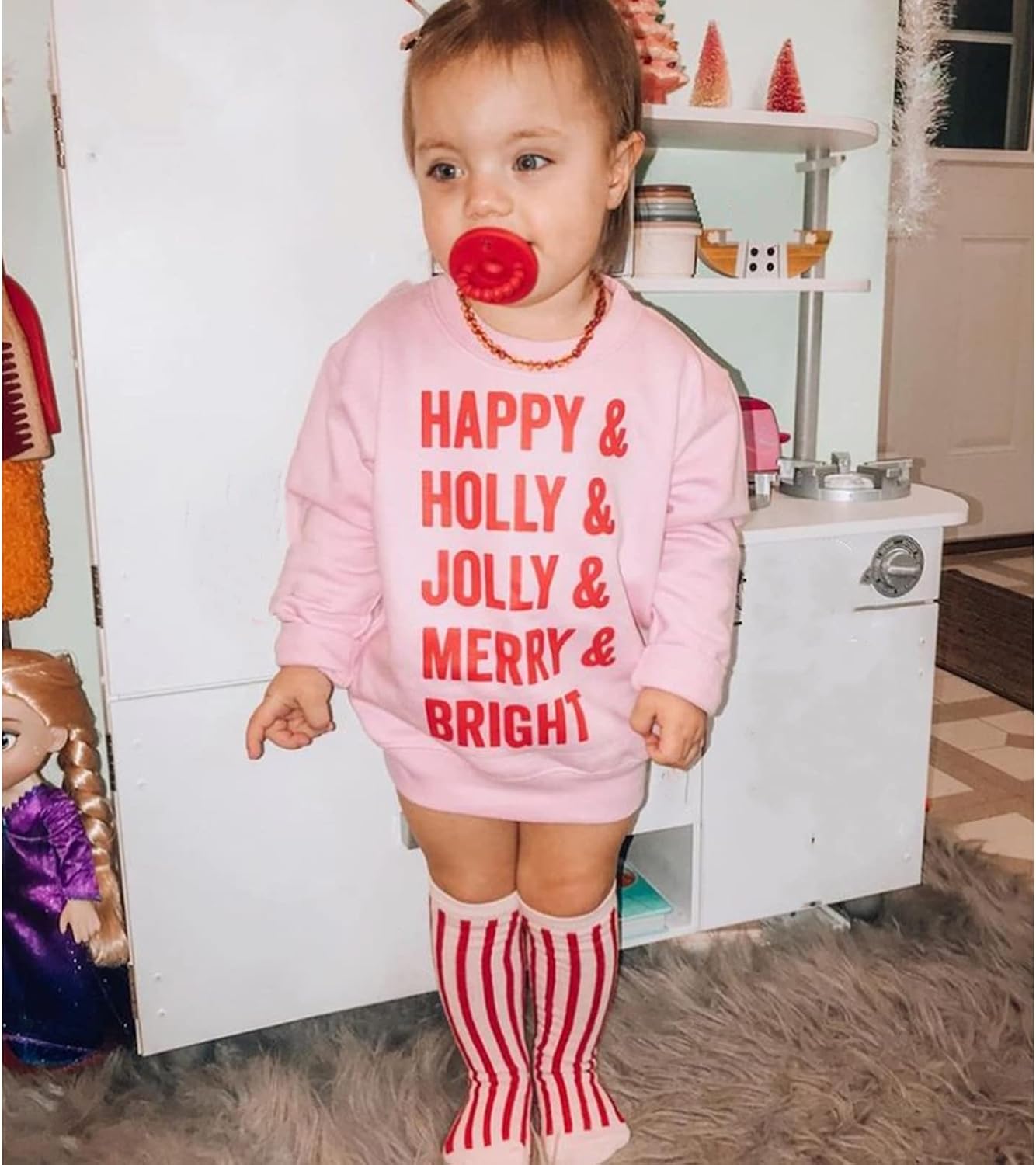 Hnyenmcko Toddler Baby Boy Girl Christmas Clothes Letter Print Long Sleeve Sweatshirt Top Crewneck Pullover Sweater 0-5T