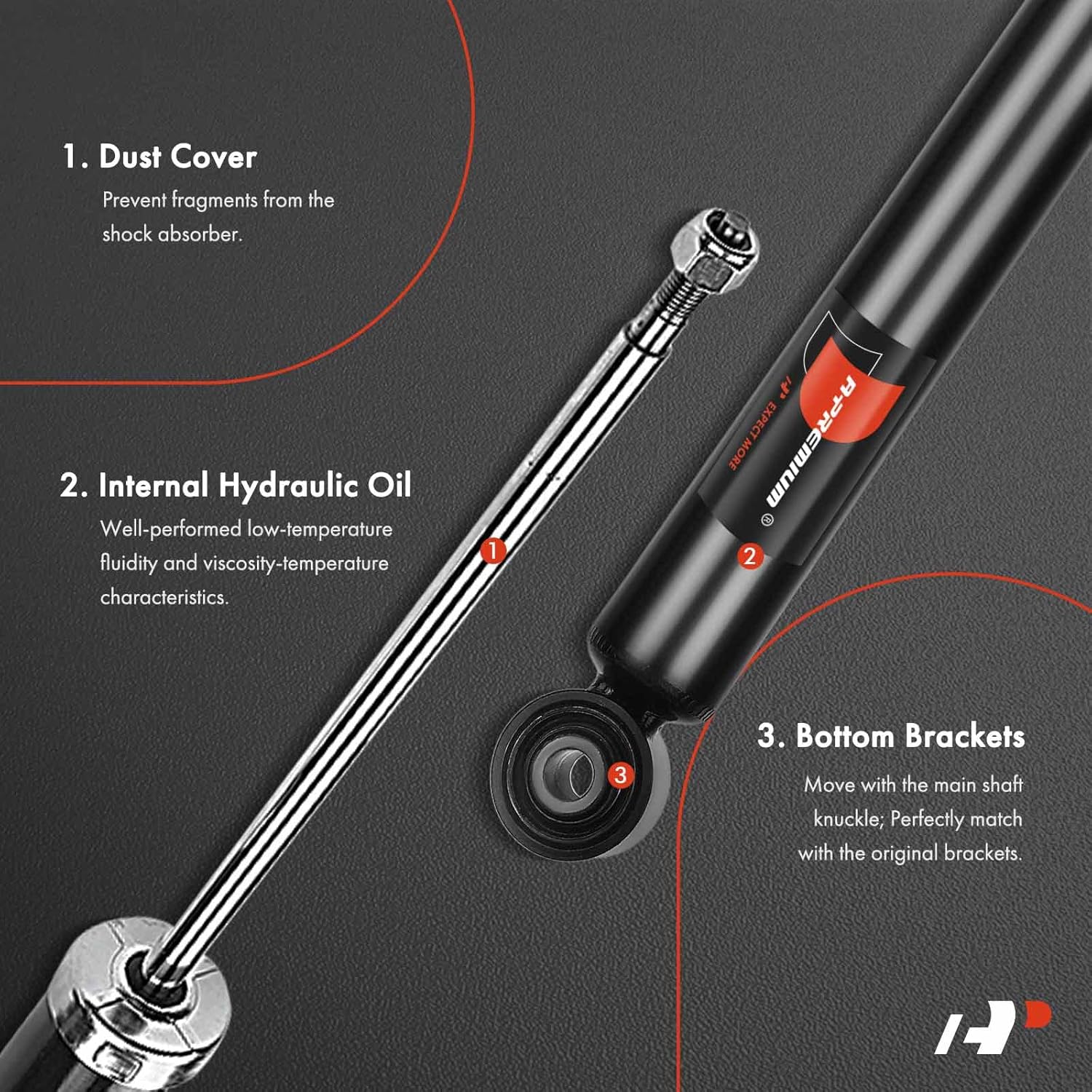 A-Premium Rear Suspension Shock Absorber Compatible with Volkswagen Jetta 2005-2018, Passat 2006-2022, Golf 2010-2014, CC 2009-2017, R32, Rabbit & Audi A3 2006-2013, 2-PC Set