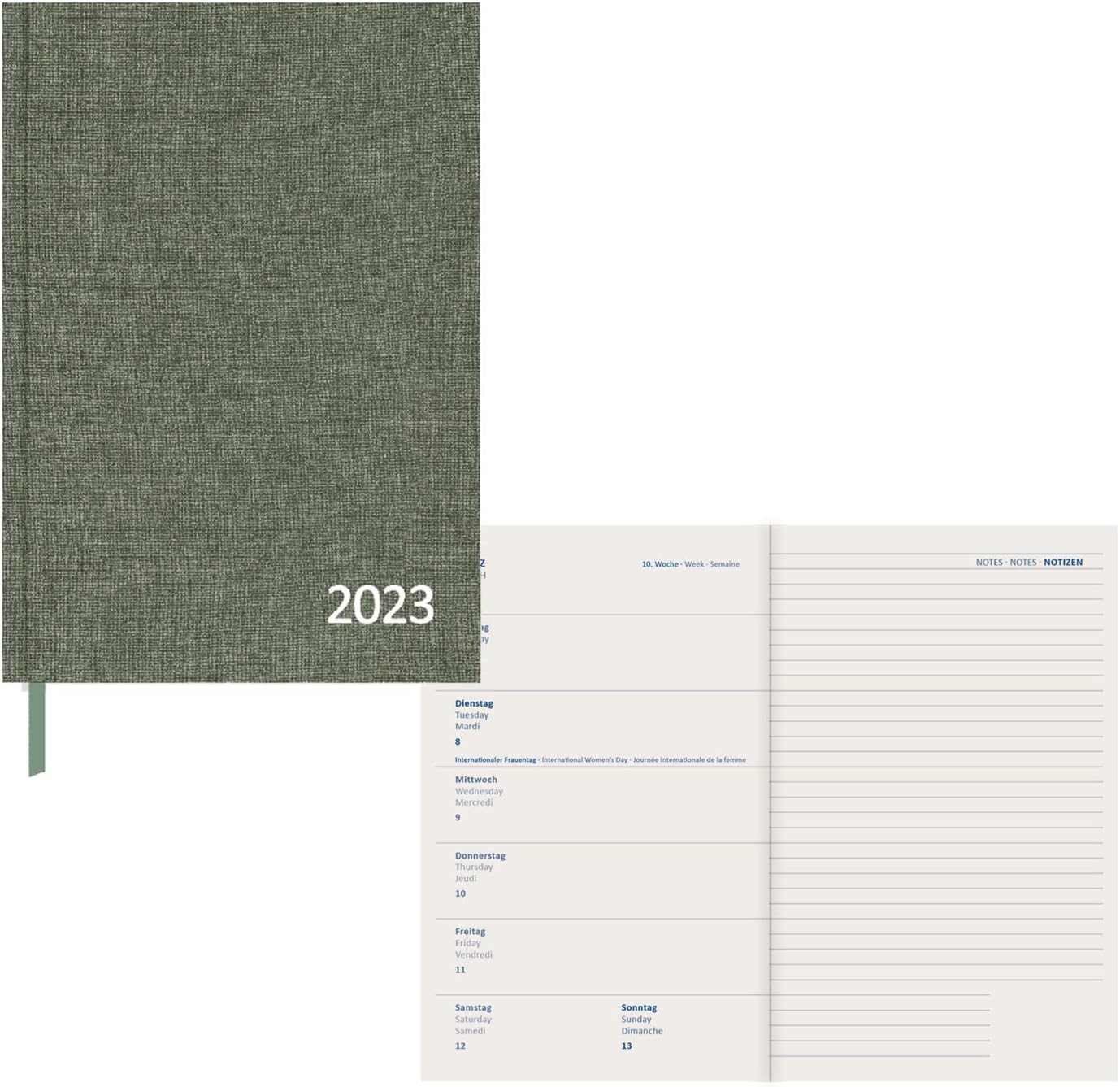 Idena 13878-2023 Diary Olive Green DIN A5 192 Pages 1 Week on 1 Page Agenda - Image 3