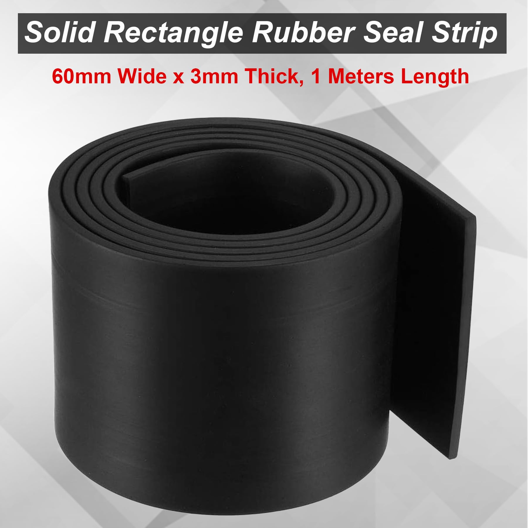 LEPEVNEY Solid Rectangle Rubber Seal Strip Weather Stripping, 60mm Wide x 3mm Thick, 1 Meters Length - Image 3