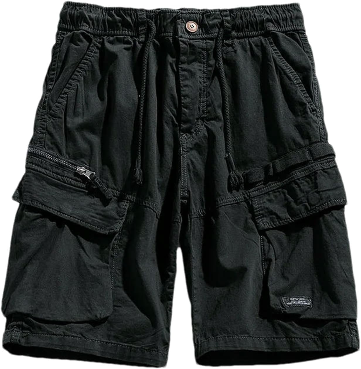 Summer Men Cargo Multi Pocket Cotton Shorts Mens Casual Solid Elastic Waist Shorts Spring Jogger Shorts Pants Male