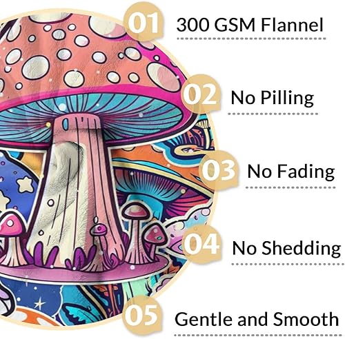 Miniatura 10 de Manta personalizada de hongo, 50 x 60 pulgadas, para adolescentes, mantas suaves y esponjosas para cama, sofá, rosa, bonitas, mullidas, regalo para