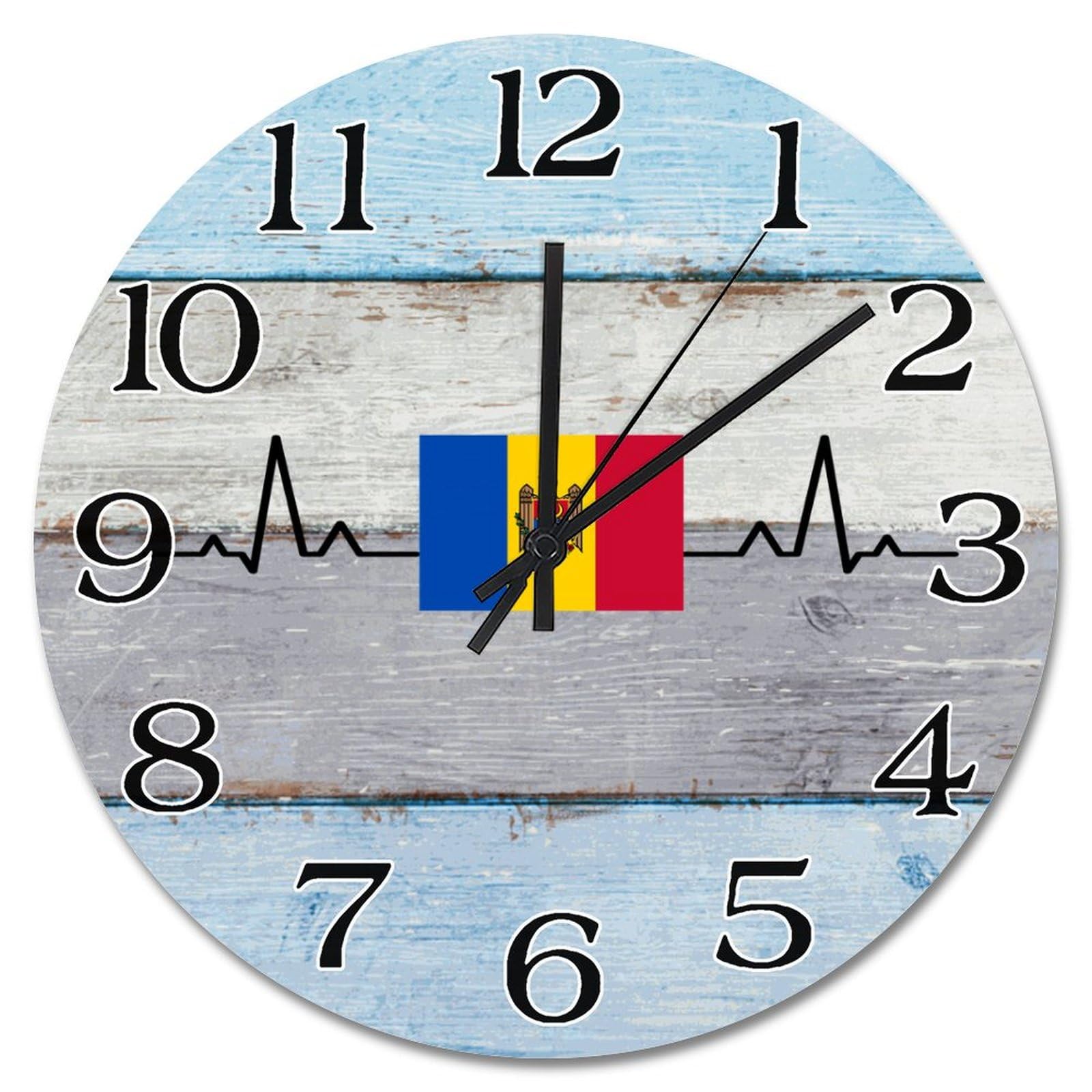 Horloge murale Moldavie vintage pendule silencieuse salon 38 cm