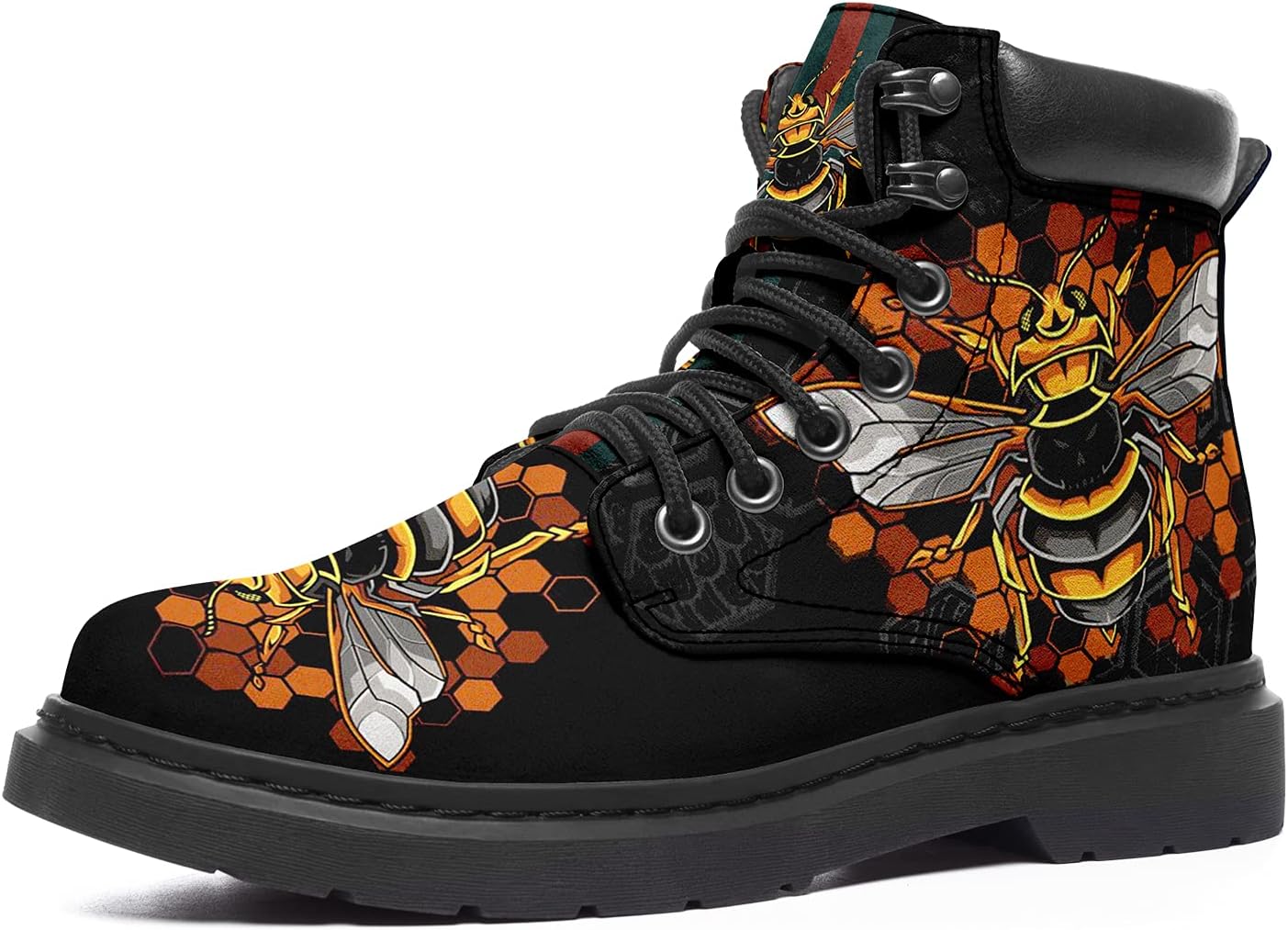 Custom Flower Mandala Honey Bee Boots Women Ankle Booties Fashion Handmade Boots