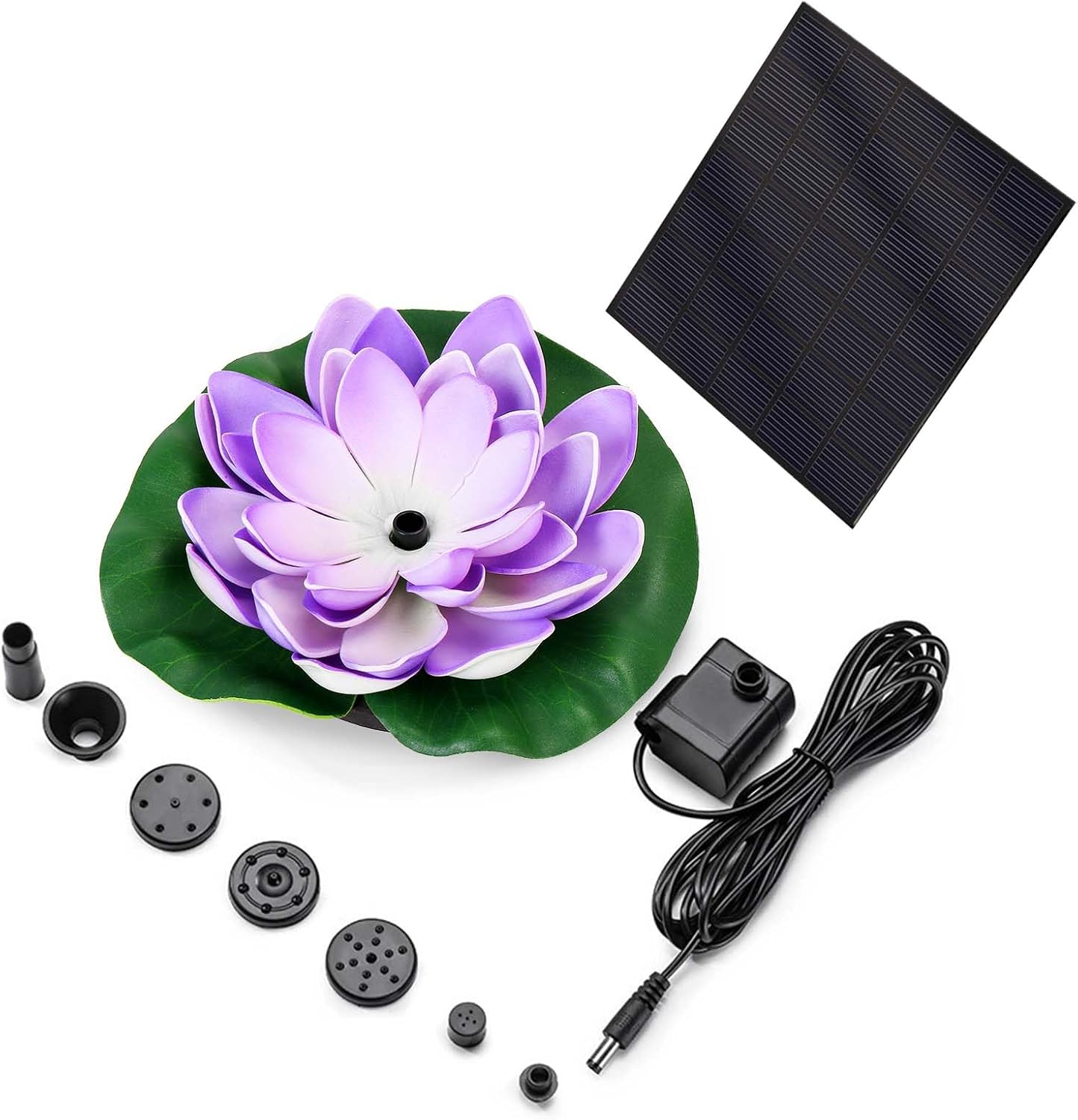 Solar Water Fountain for Bird Baths, Floating Solar Powered Water Fountain Pump for Birdbath, Garden, Pond, Pool, Outdoor Decor, Water Lily, Lavender