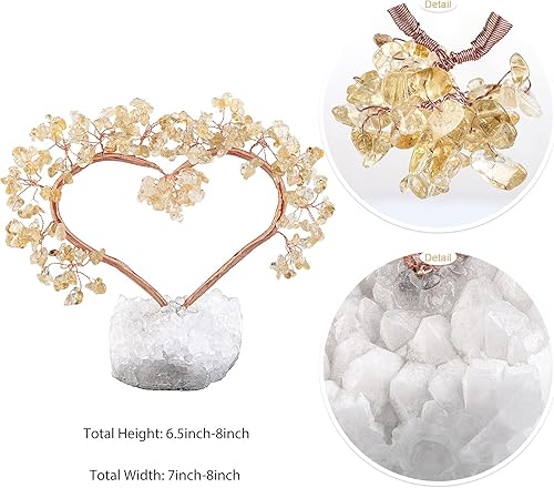 Miniatura 9 de Rockcloud Árbol de dinero de cristal hecho a mano con forma de corazón con base de geoda de cuarzo de roca natural para boda, decoración de oficina