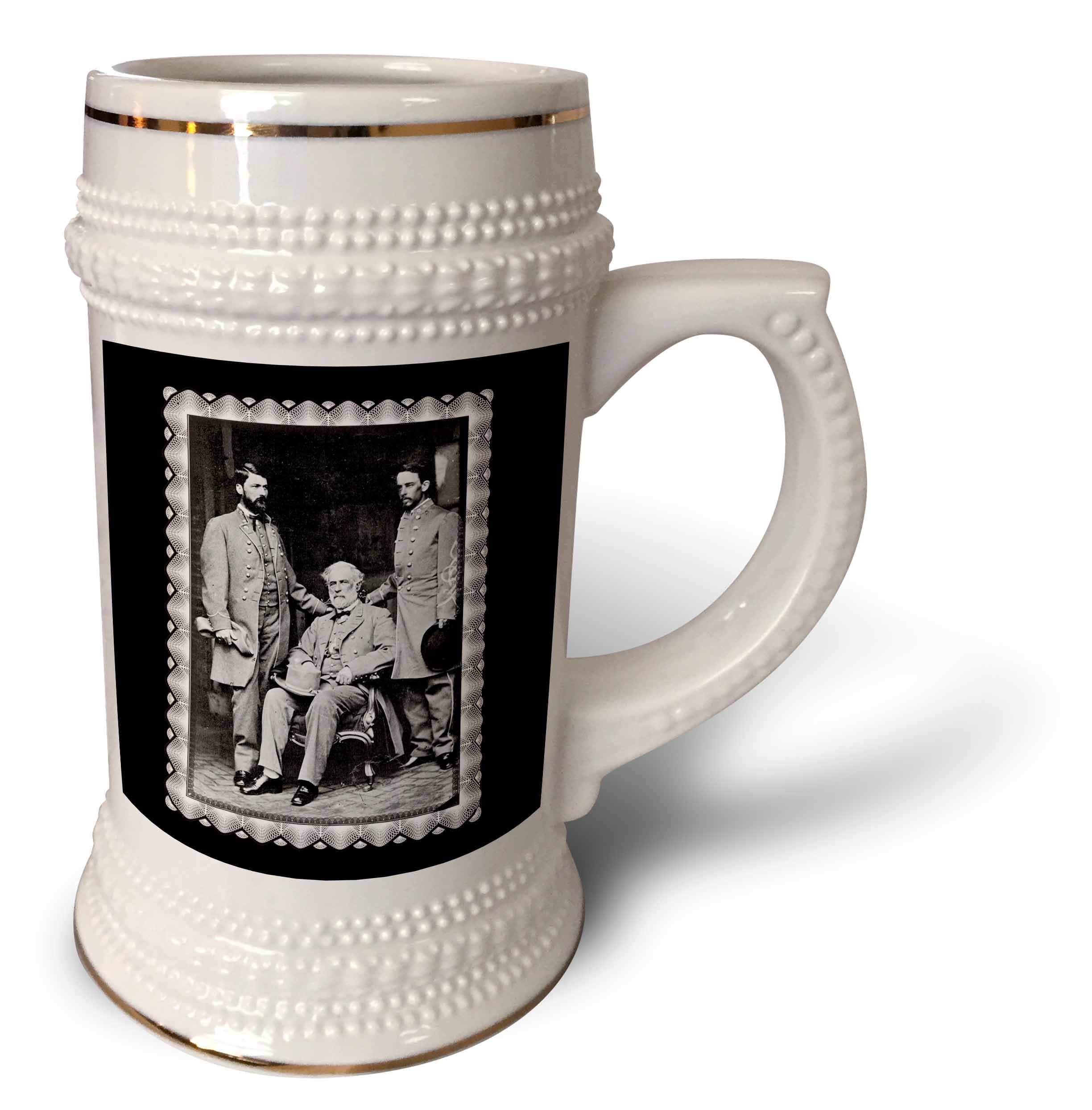 3dRose Generals Robert E, Curtis Lee and Colonel Walter Taylor by Mathew Brady 1865 Civil War Photo Mug, 18oz (STN_160767_1), 22oz Stein, White
