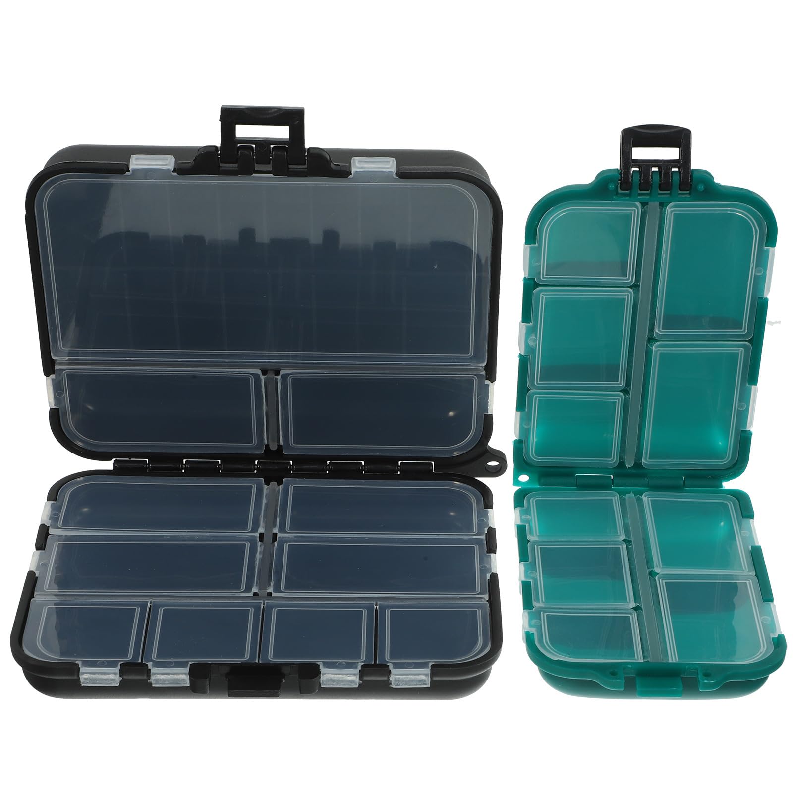 POPETPOP Fishing Tackle Box Double-layer Small Tackle Box Organizer: 2Pcs Plastic Fishing Lure Boxes Fishing Gear Organizer Fishing Accessory Box for Lures Hooks, 11.5X9cm