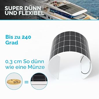Renogy 200 W 12 V Solar Panel Flexible Monocrystalline Solar Module Silicon Solar Cell Photovoltaic Off Grid for 12 V Batteries Motorhome Camping Caravan Boats