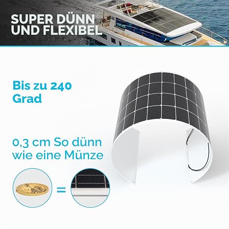 Renogy 200 W 12 V Solar Panel Flexible Monocrystalline Solar Module Silicon Solar Cell Photovoltaic Off Grid for 12 V Batteries Motorhome Camping Caravan Boats